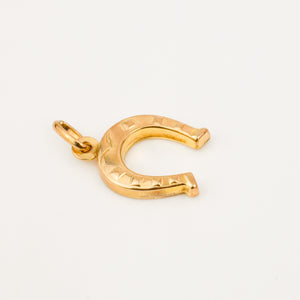 vintage 10k gold Puffy Horseshoe Pendant