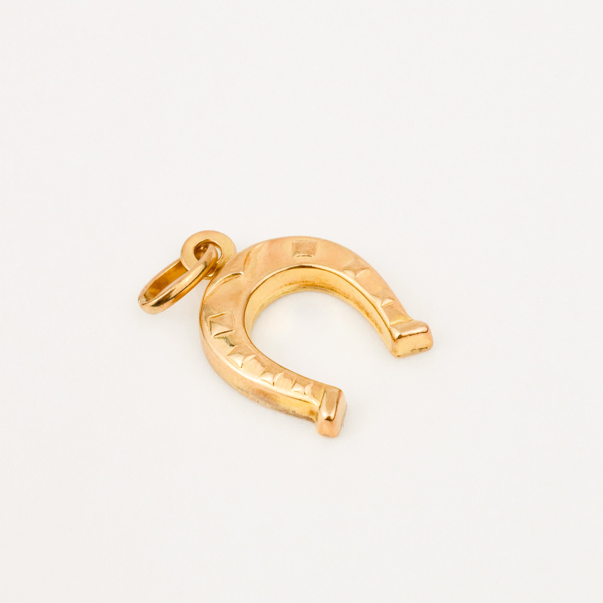 vintage 10k gold Puffy Horseshoe Pendant