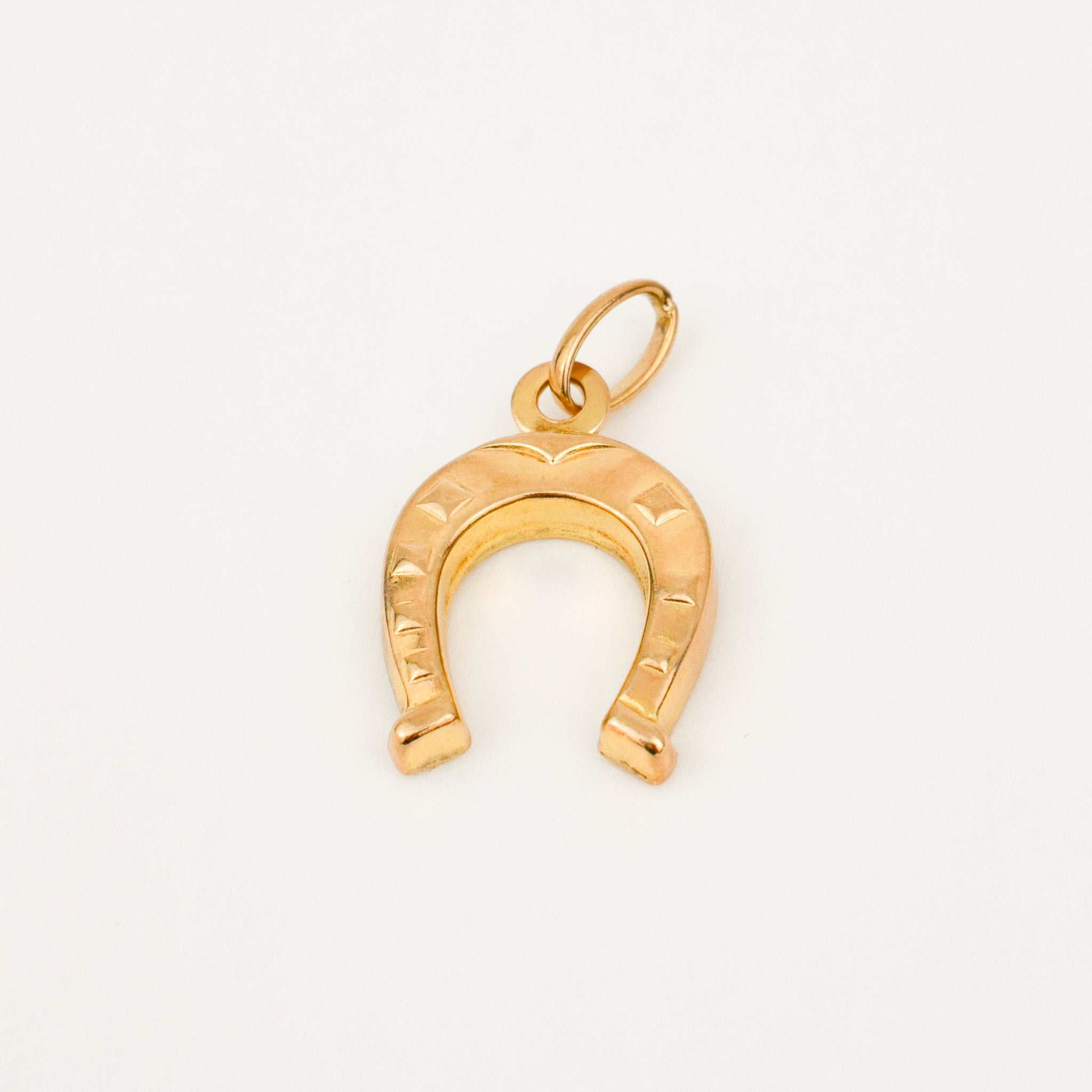vintage 10k gold Puffy Horseshoe Pendant