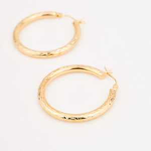 vintage 31 mm Sparkling Gold Hoop Earrings