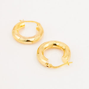 vintage gold 19 mm Mesh Detailed Gold Hoop Earringsvintage gold 19 mm Mesh Detailed Gold Hoop Earrings