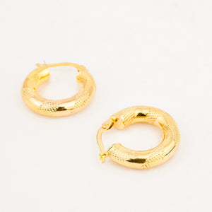 vintage gold 19 mm Mesh Detailed Gold Hoop Earrings