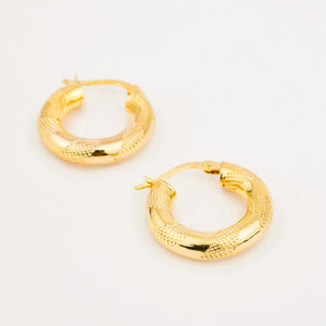 vintage gold 19 mm Mesh Detailed Gold Hoop Earrings