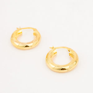 vintage gold 19 mm Mesh Detailed Gold Hoop Earrings