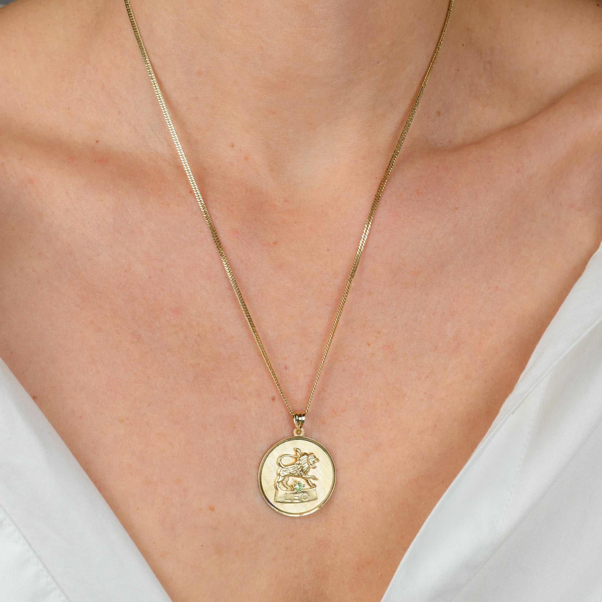 vintage gold leo zodiac medalion 