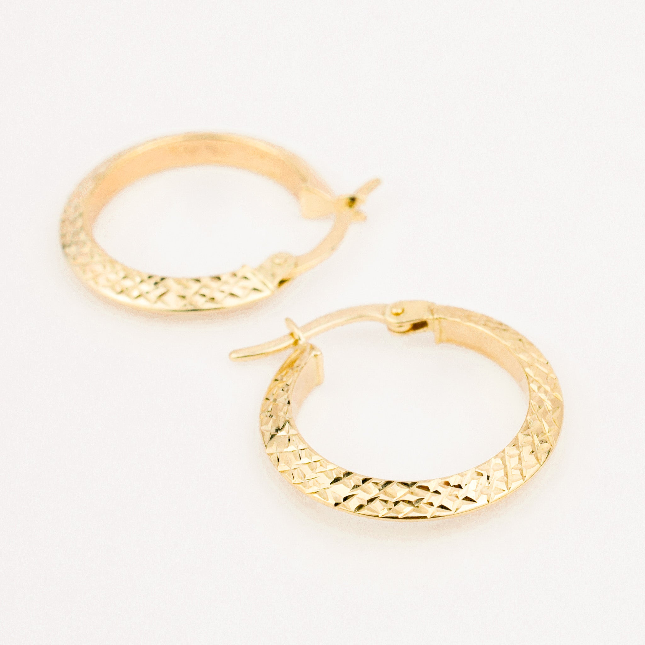 19.2 mm Diamond Cut Gold Hoops