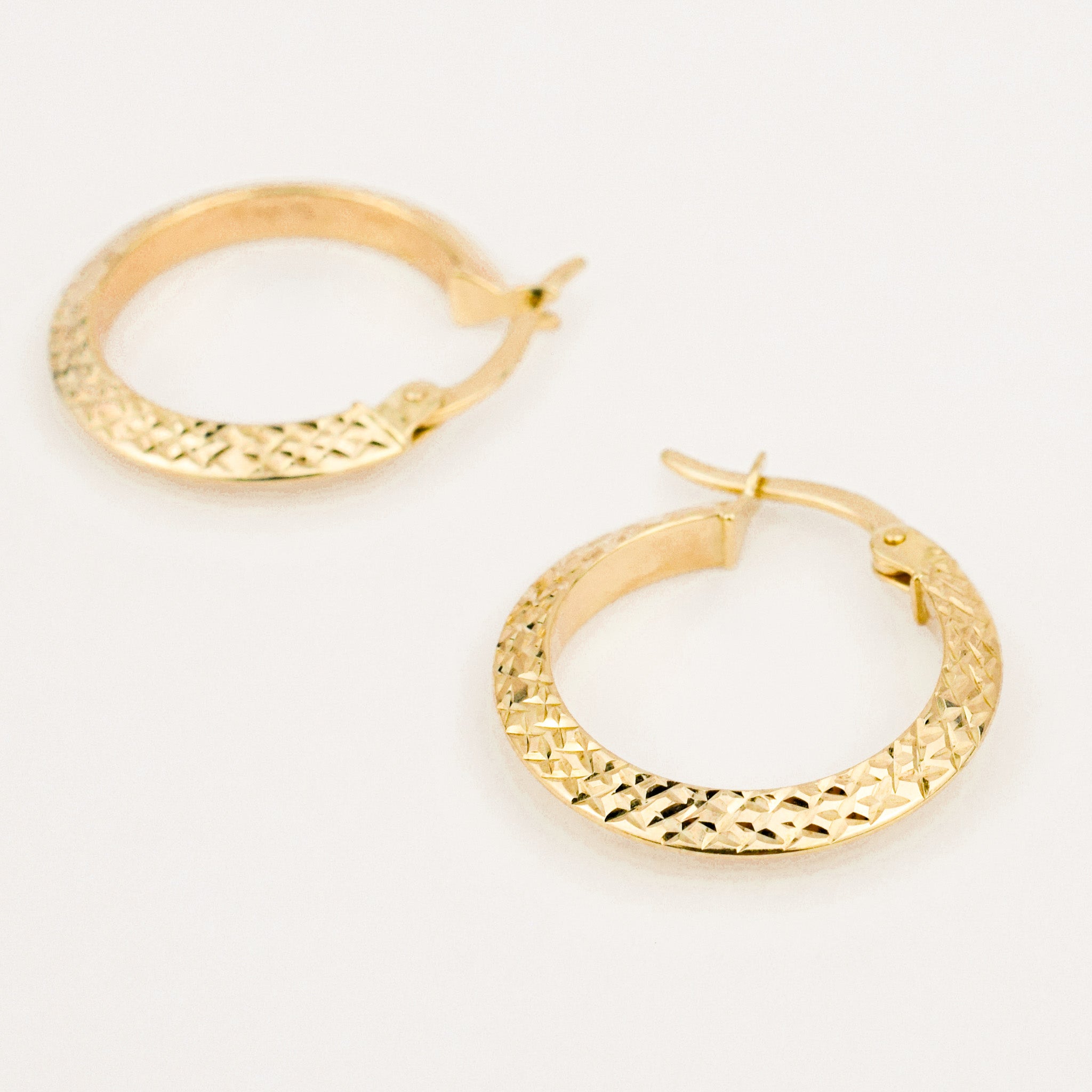 19.2 mm Diamond Cut Gold Hoops