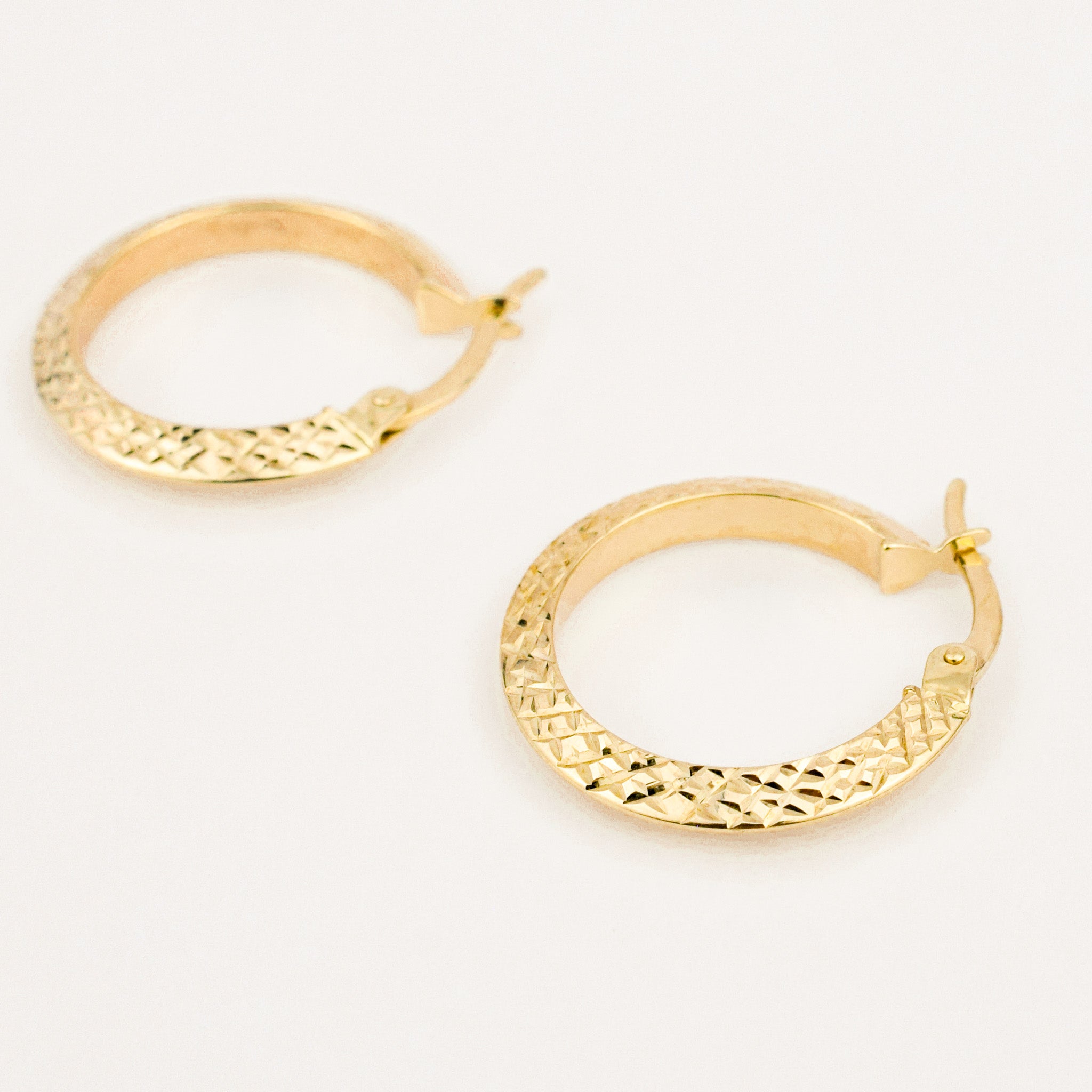 19.2 mm Diamond Cut Gold Hoops