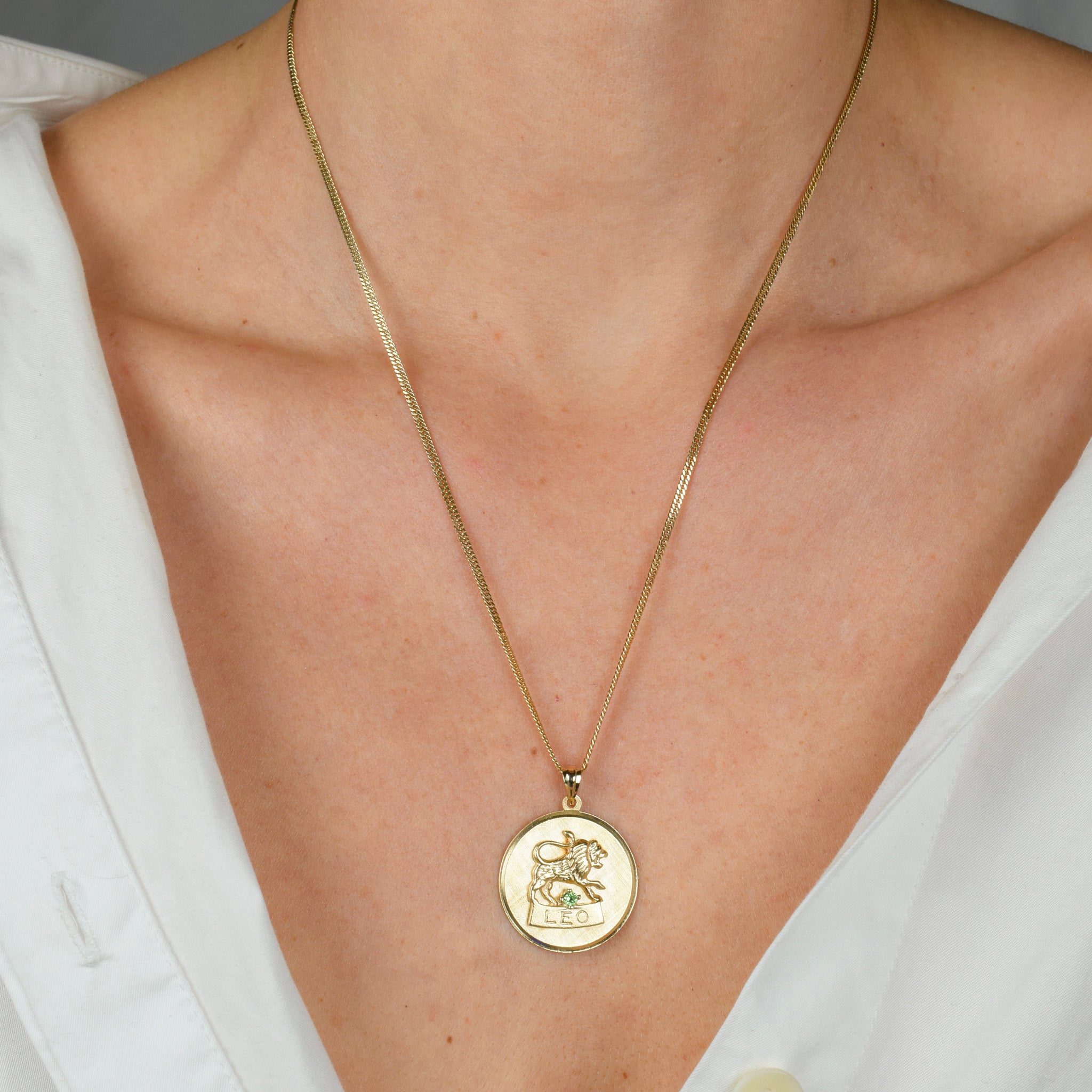 vintage gold leo zodiac medalion 