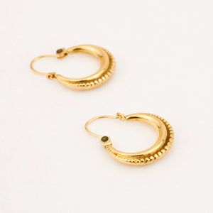 vintage 14k gold 19.8mm Beaded Drop Hoops