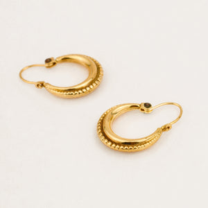 vintage 14k gold 19.8mm Beaded Drop Hoops