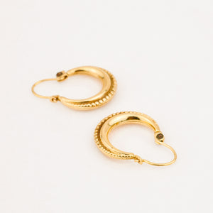 vintage 14k gold 19.8mm Beaded Drop Hoops