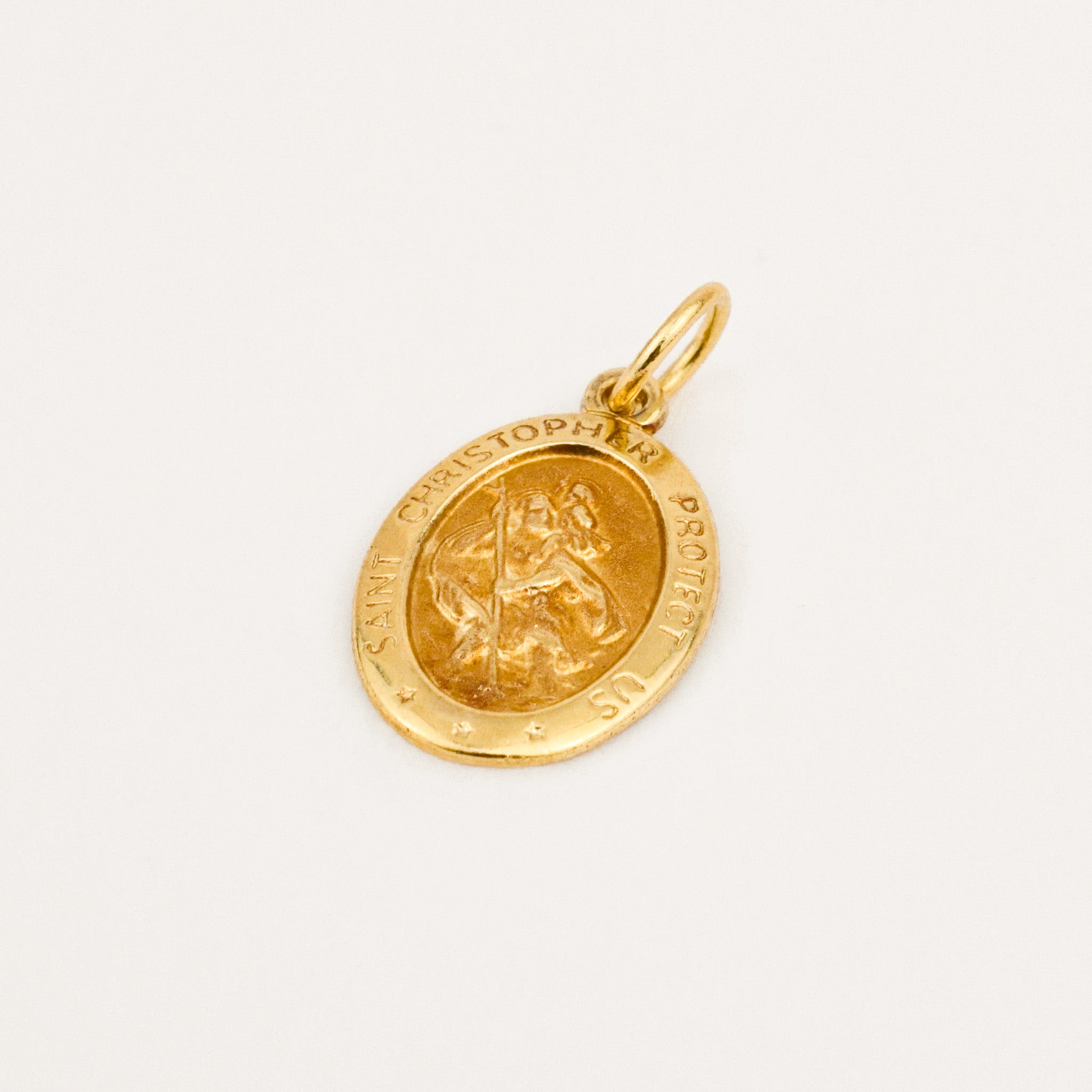 vintage 10k gold Oval Saint Christopher Pendant