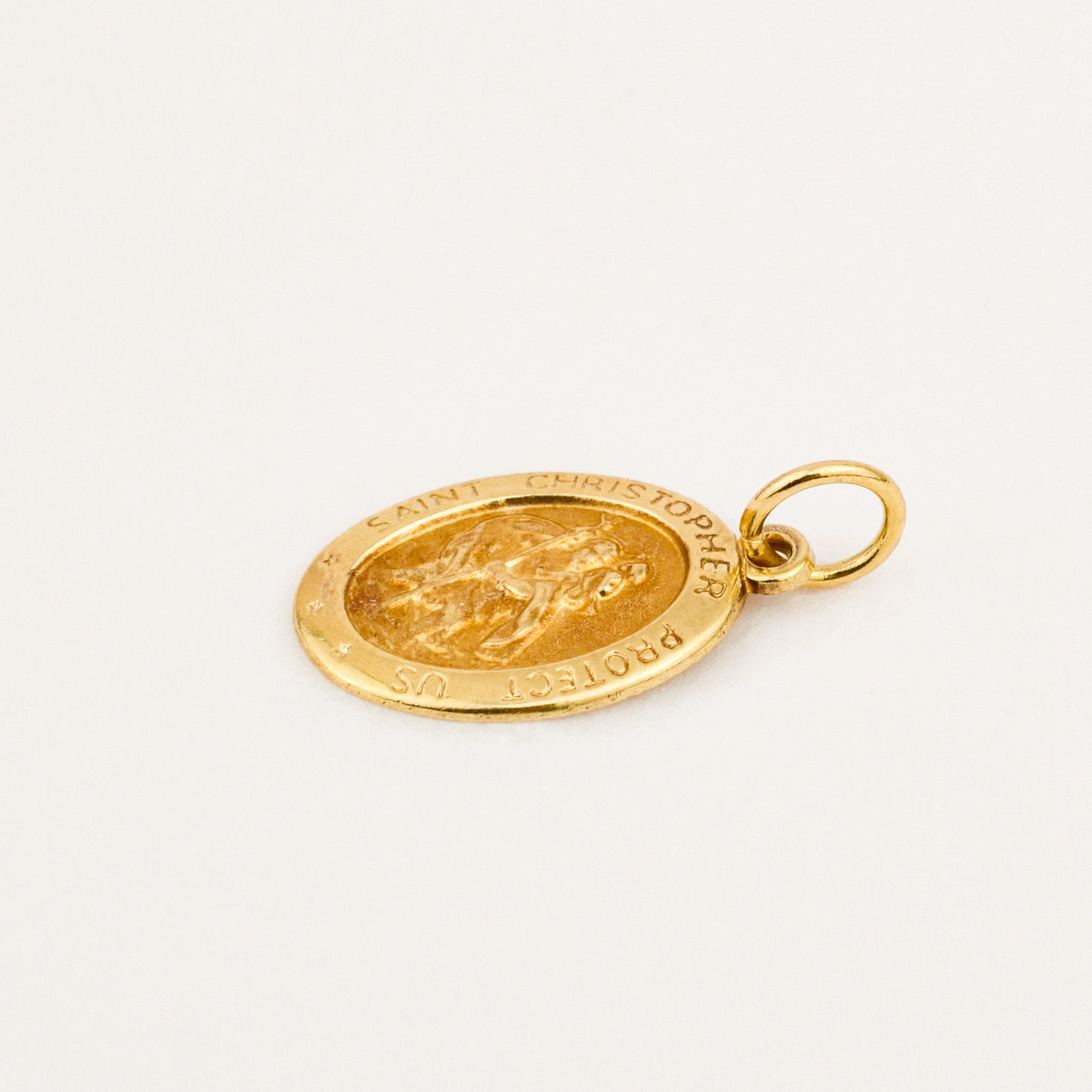 vintage 10k gold Oval Saint Christopher Pendant