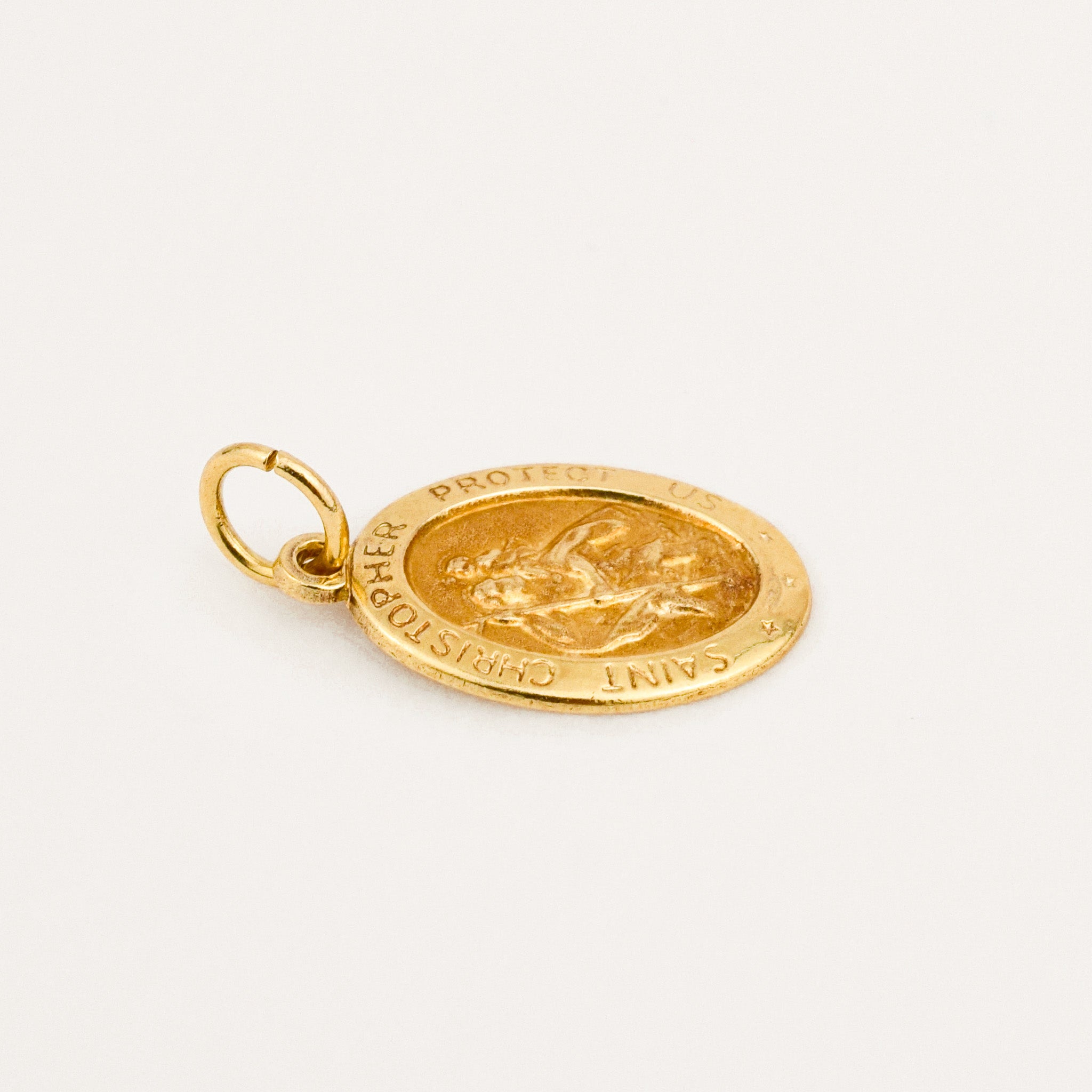vintage 10k gold Oval Saint Christopher Pendant