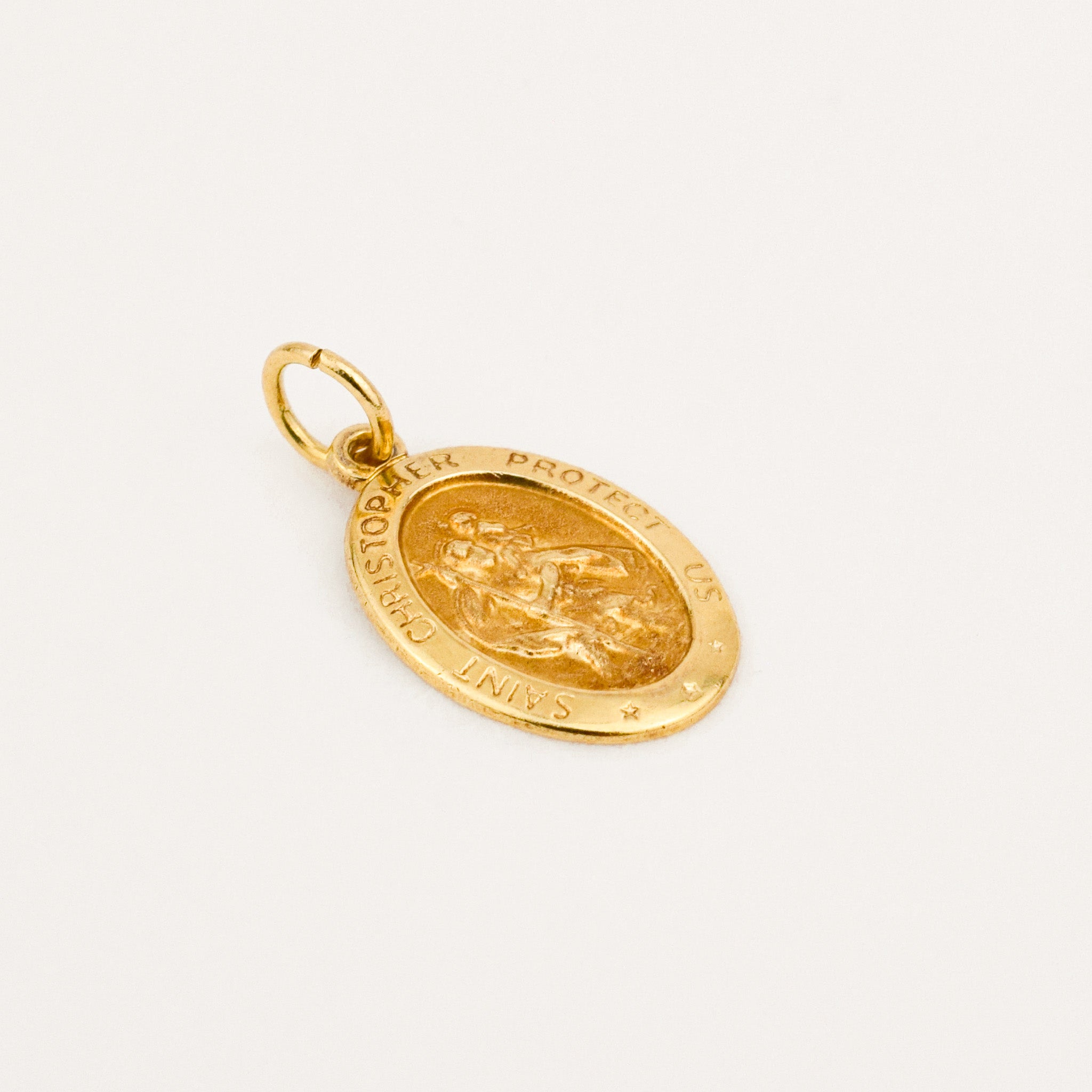vintage 10k gold Oval Saint Christopher Pendant