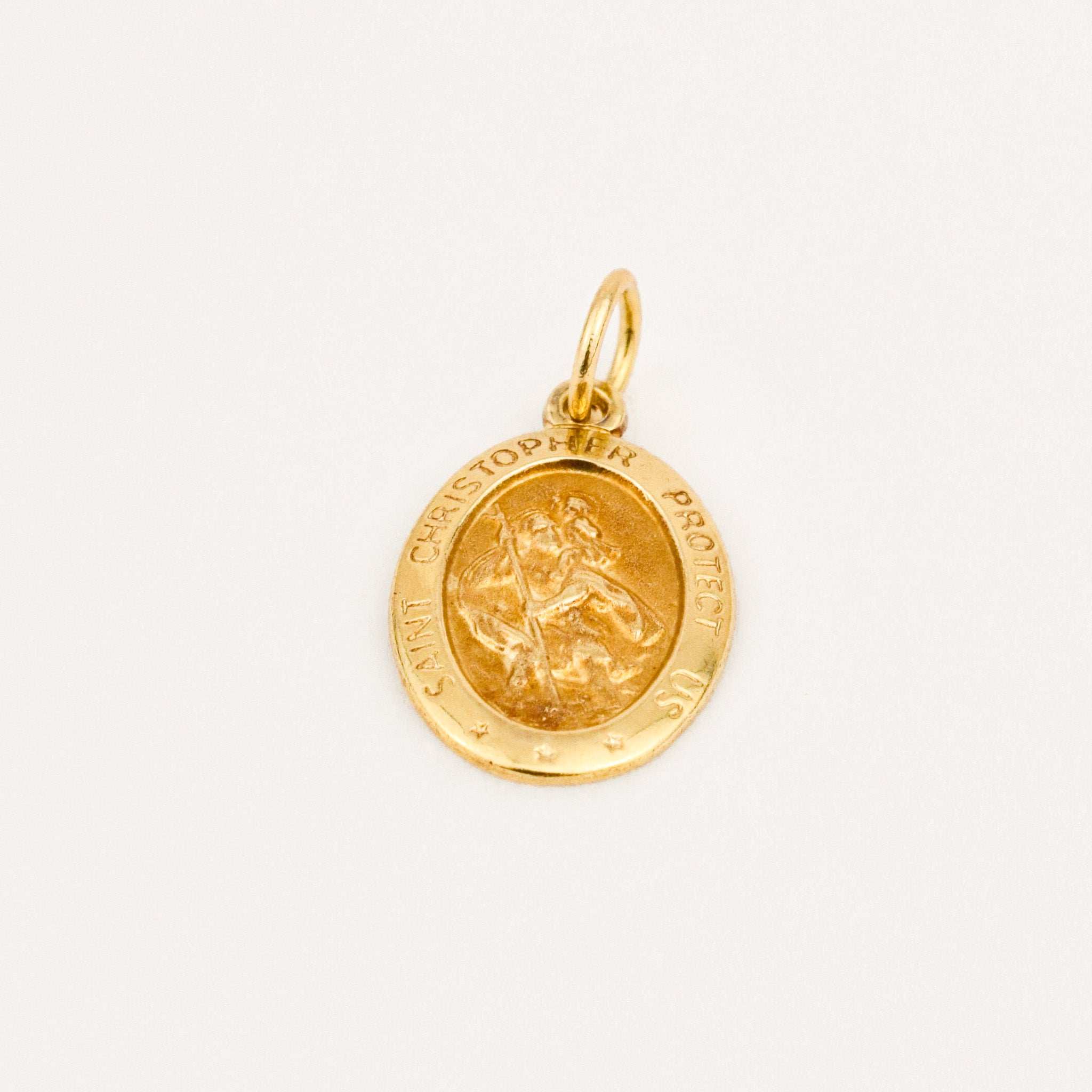 vintage 10k gold Oval Saint Christopher Pendant