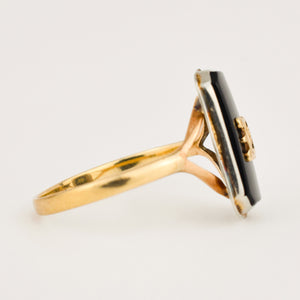 vintage gold 'M' Onyx Signet Ring