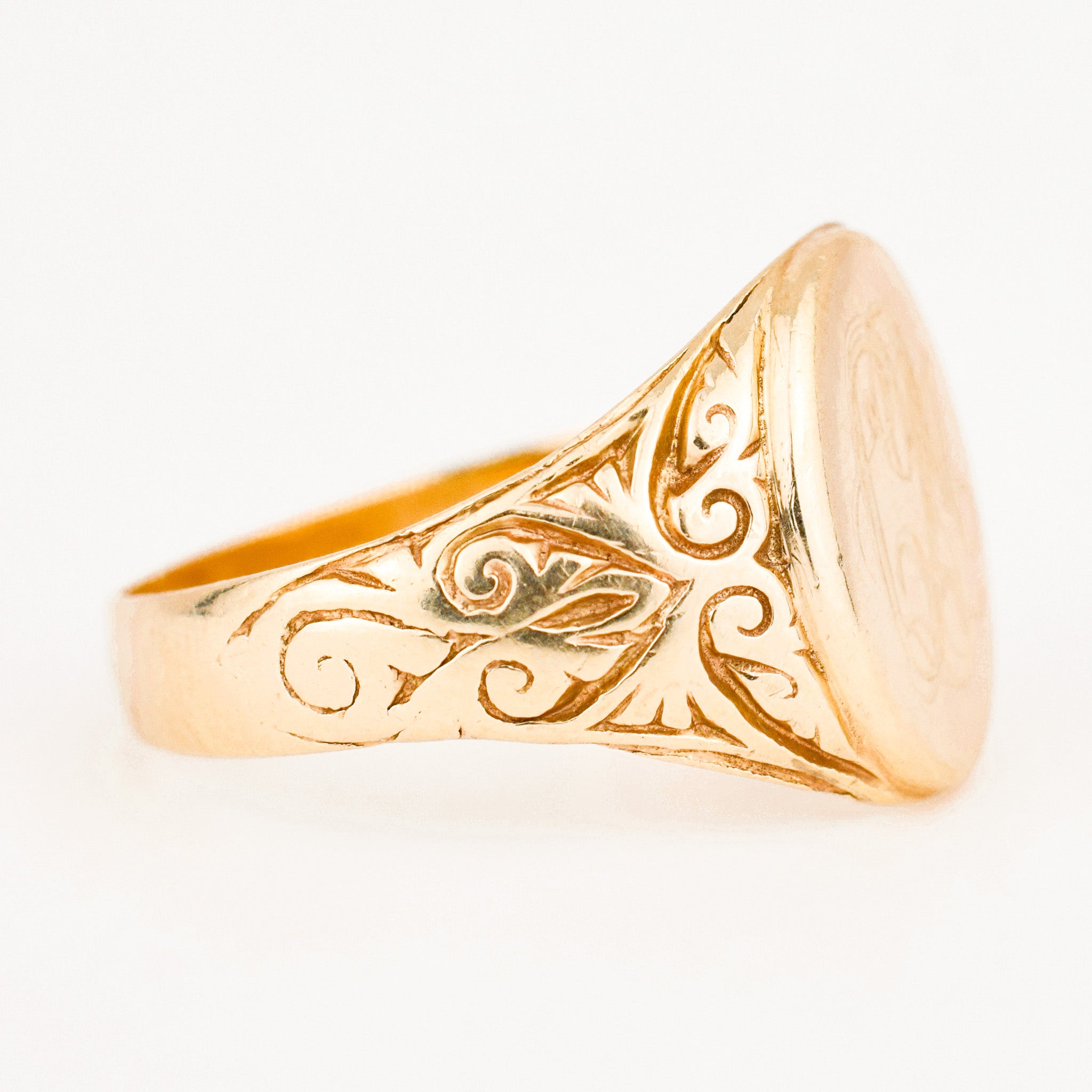 antique 14k gold 'CM' Signet Ring