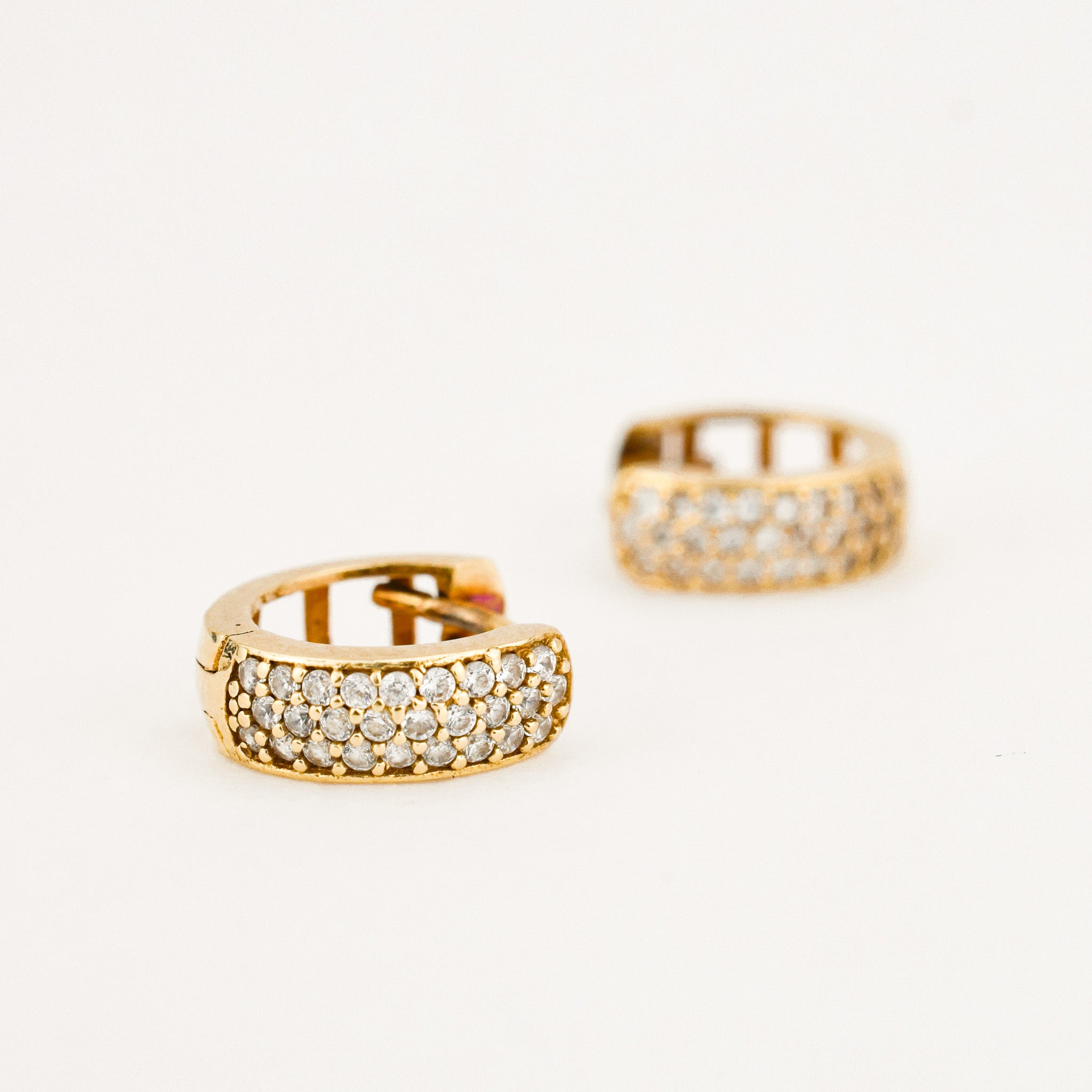 vintage 10 mm Diamond Huggie Earrings