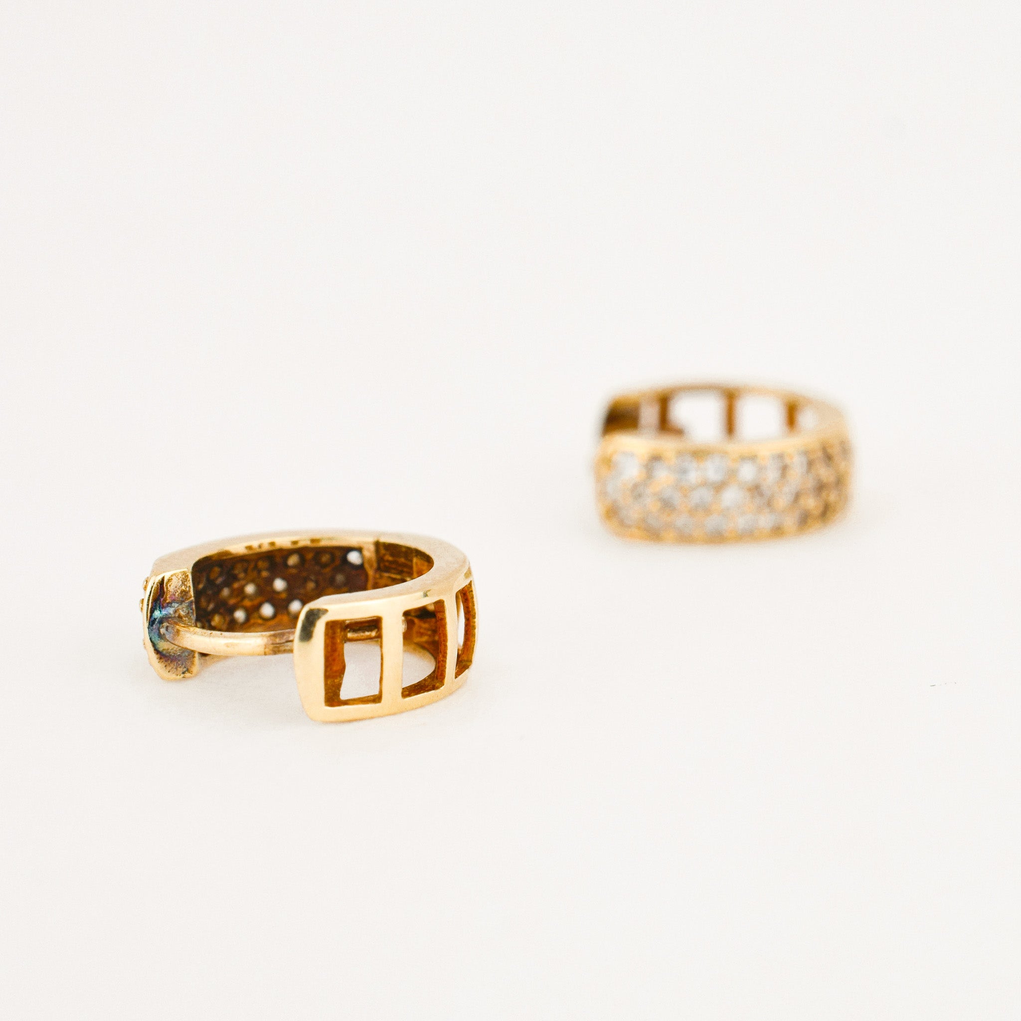 vintage 10 mm Diamond Huggie Earrings