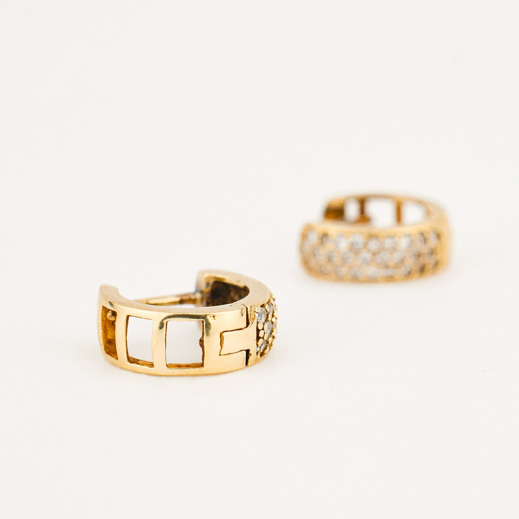 vintage 10 mm Diamond Huggie Earrings