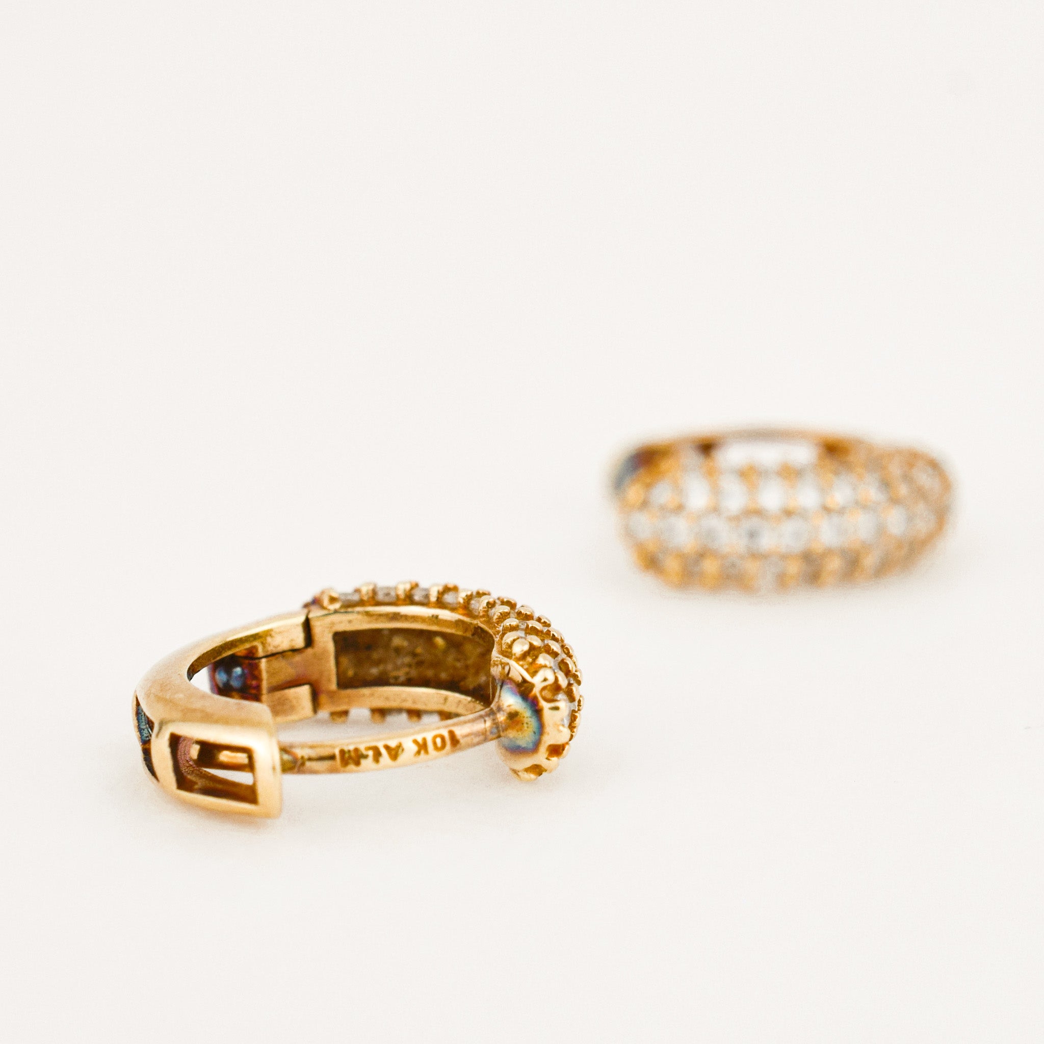 vintage 10.7 mm Diamond Huggie Earrings
