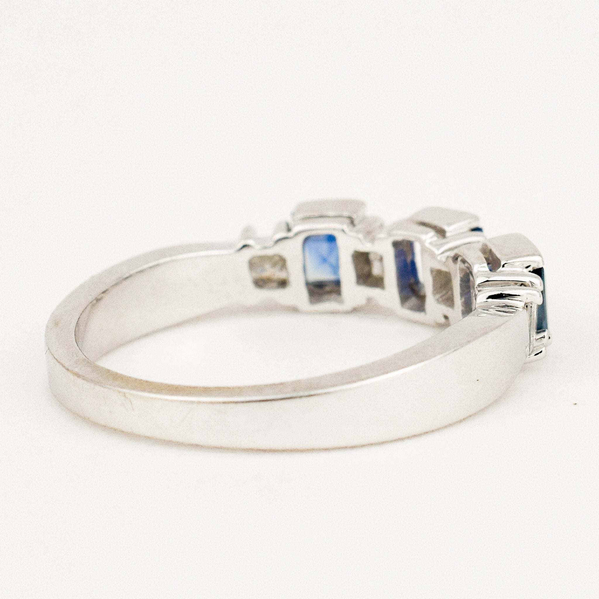 vintage 14k gold White Gold Sapphire Trilogy Ring