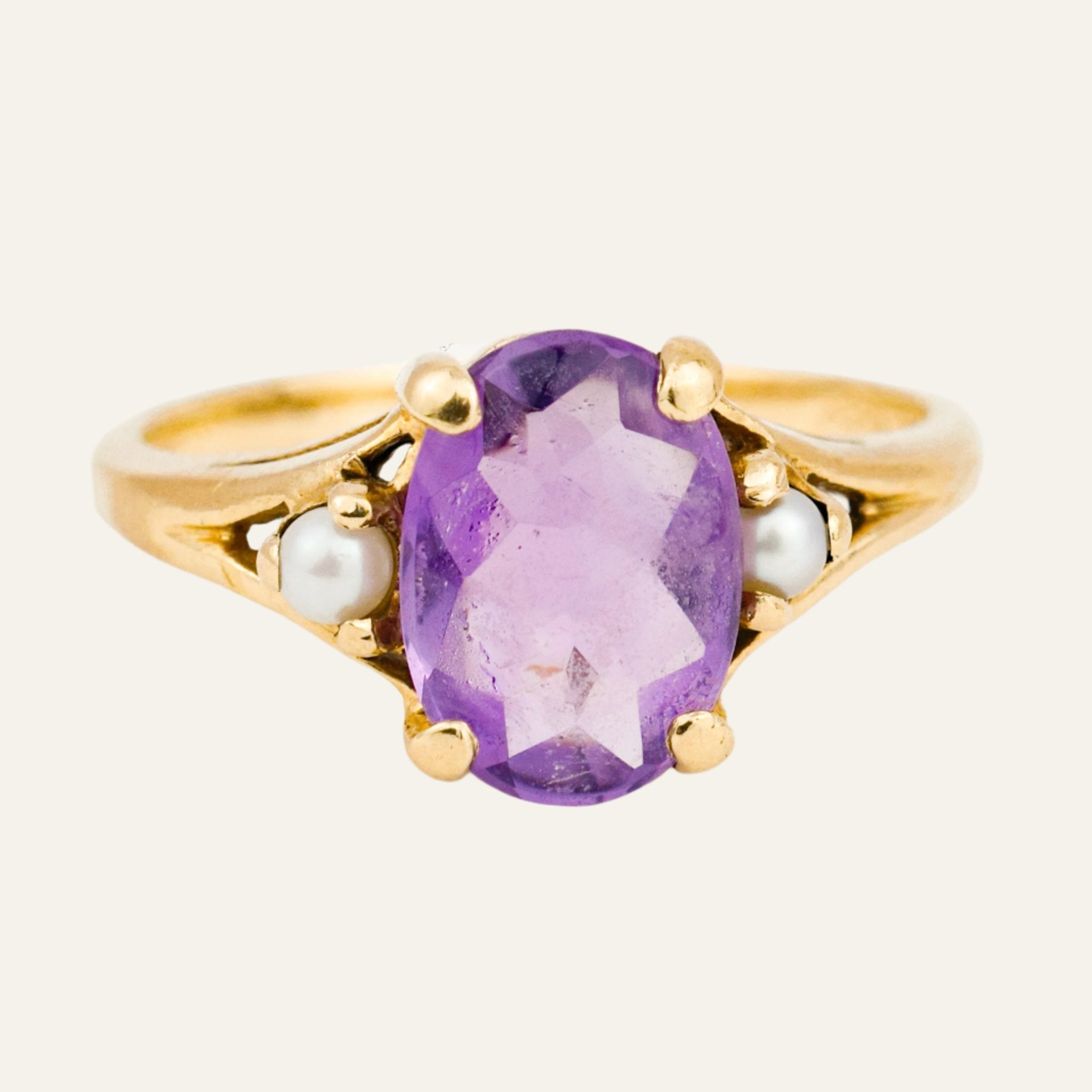 vintage Amethyst and Seed Pearl Ring