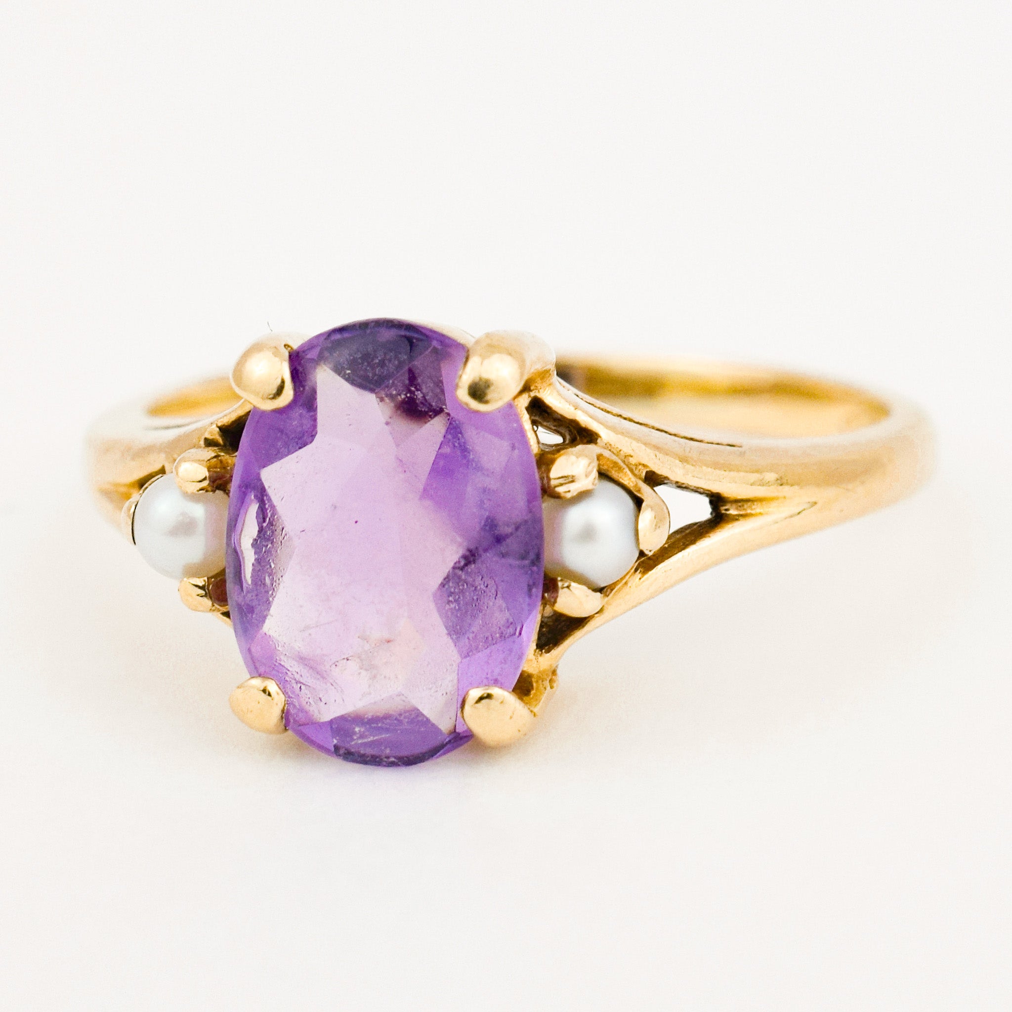 vintage Amethyst and Seed Pearl Ring
