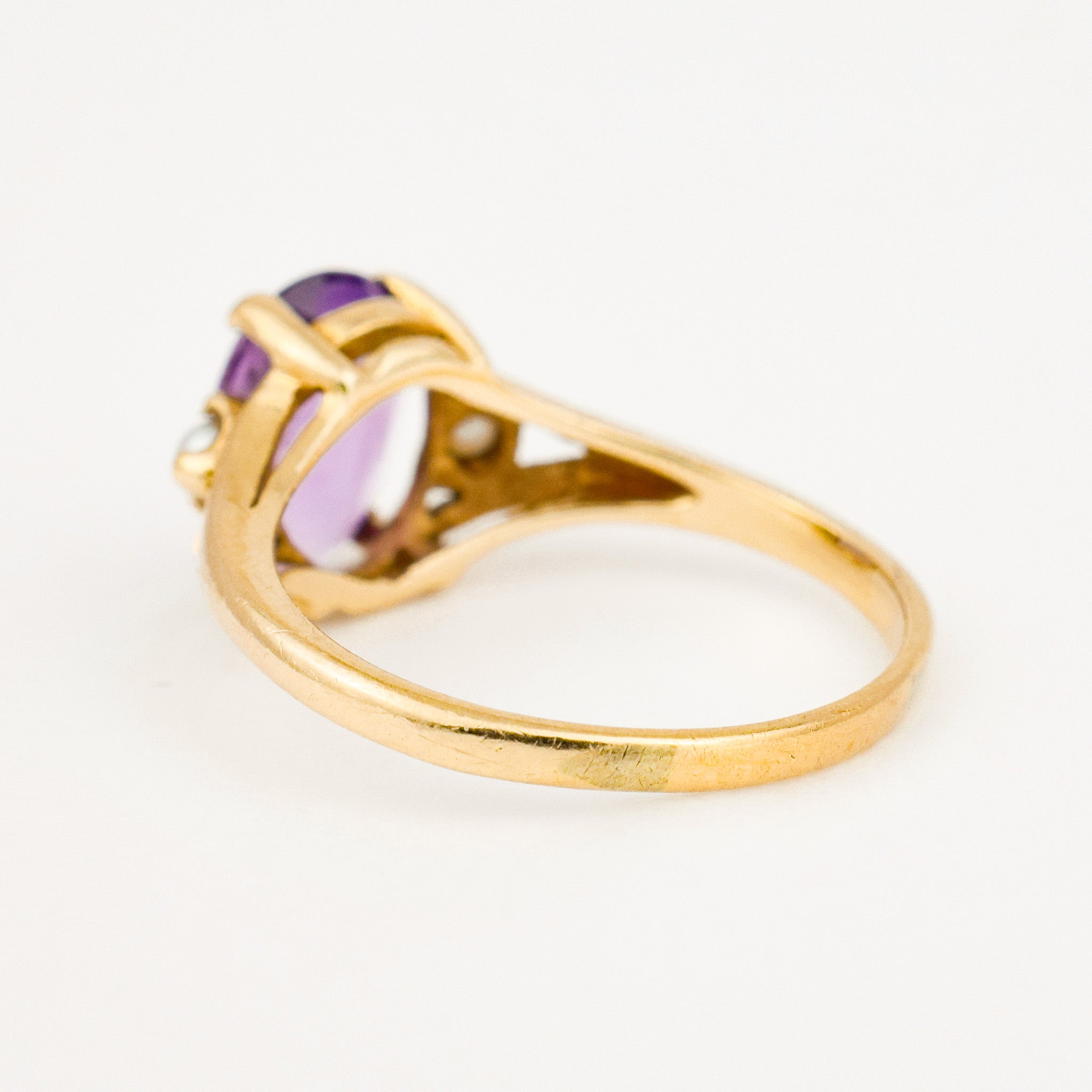 vintage Amethyst and Seed Pearl Ring