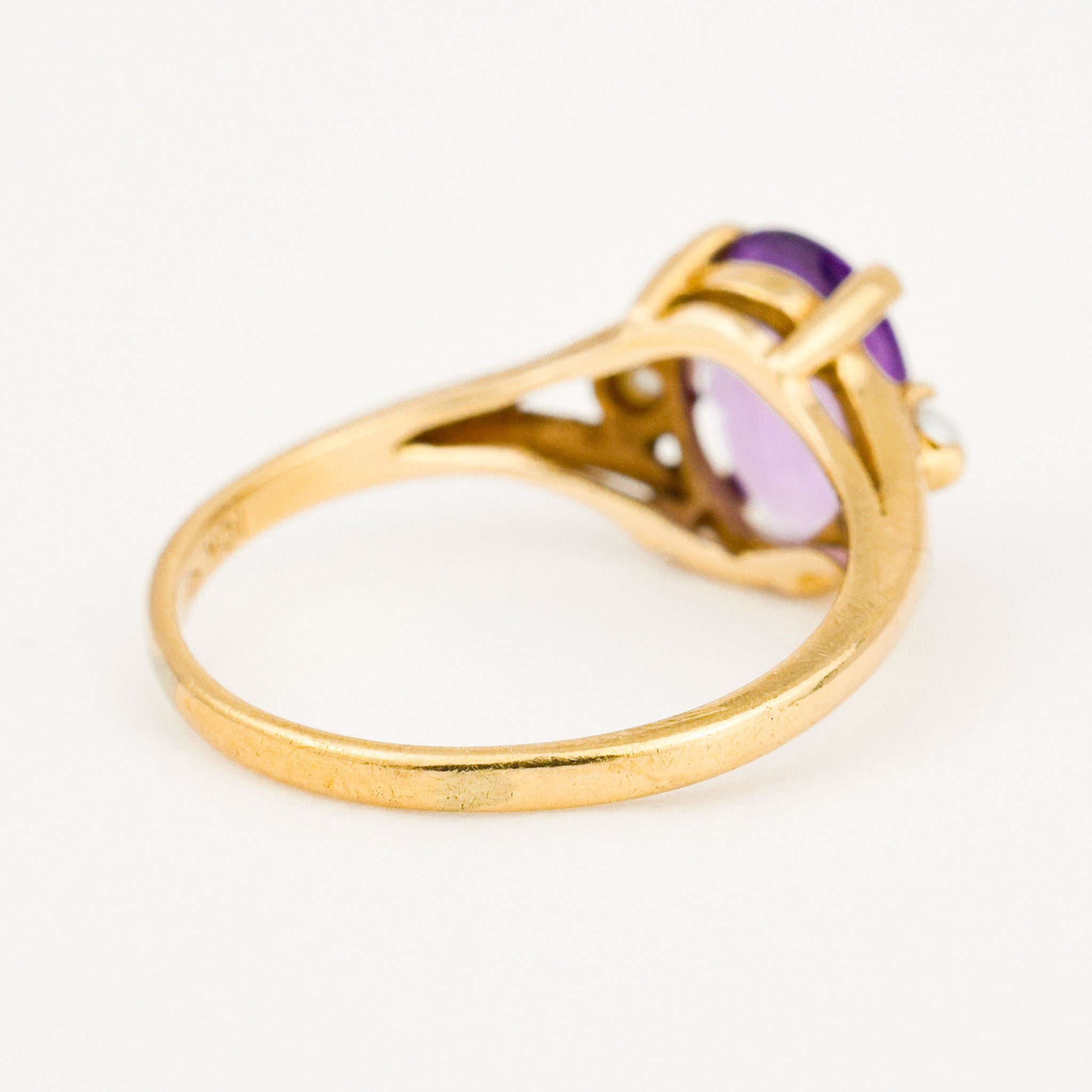 vintage Amethyst and Seed Pearl Ring