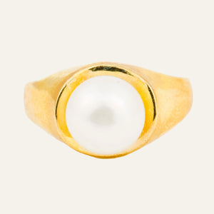 vintage 18k Organic Pearl Signet Ring