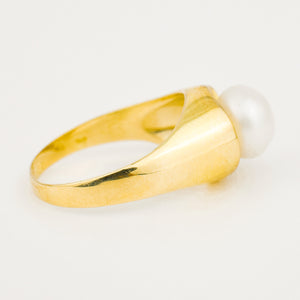 vintage 18k Organic Pearl Signet Ring