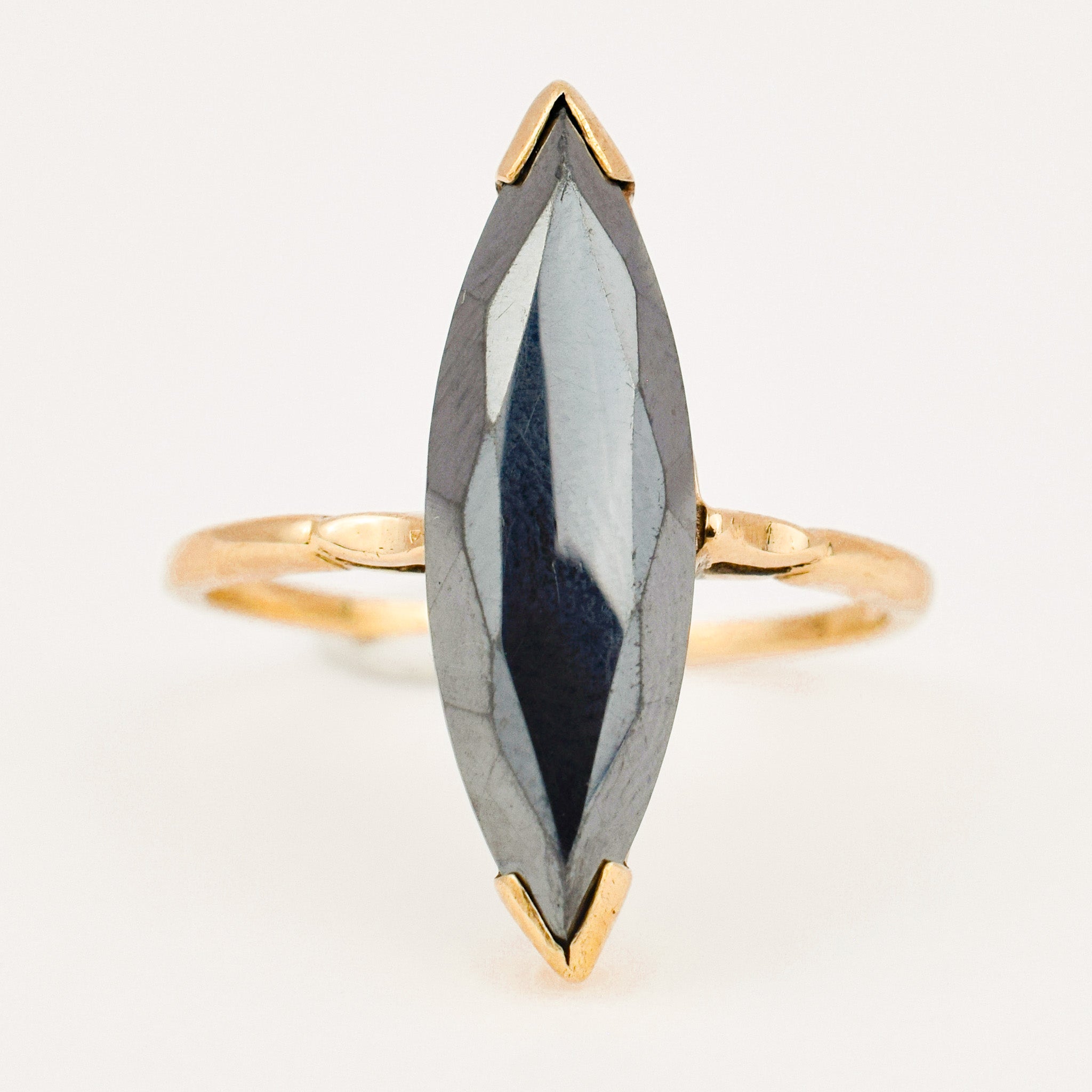 vintage Hematite Navette Ring 