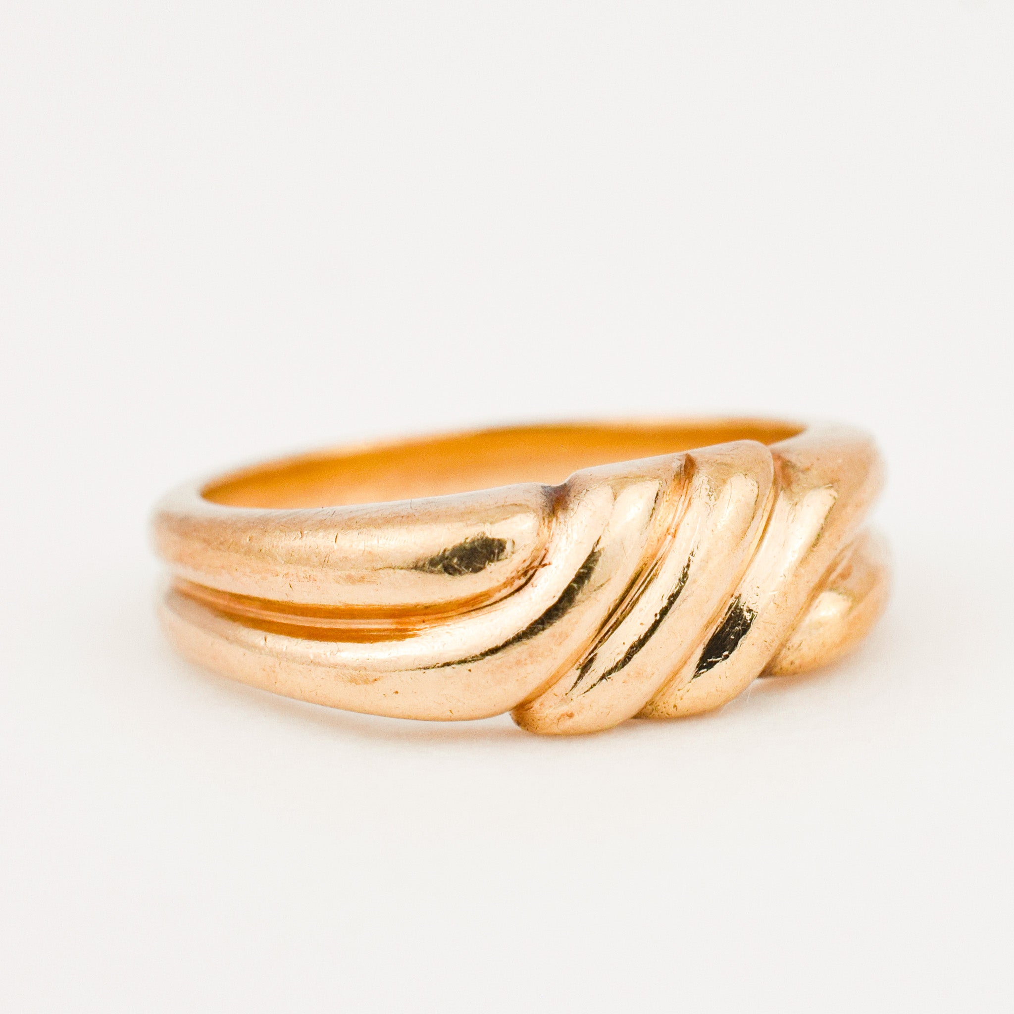 vintage 6.5 mm Ribbed Gold Band