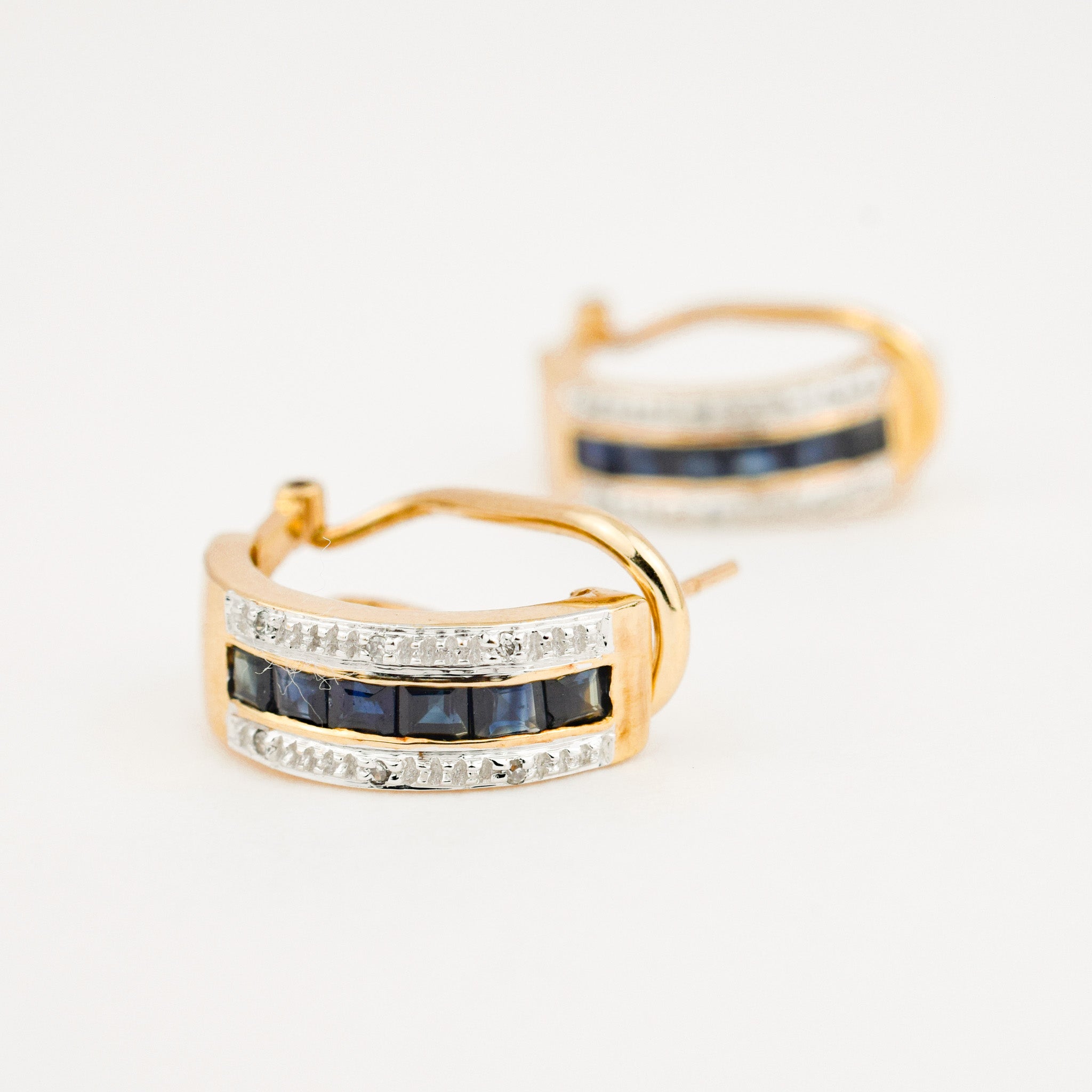 vintage Channel Set Sapphire Hoops