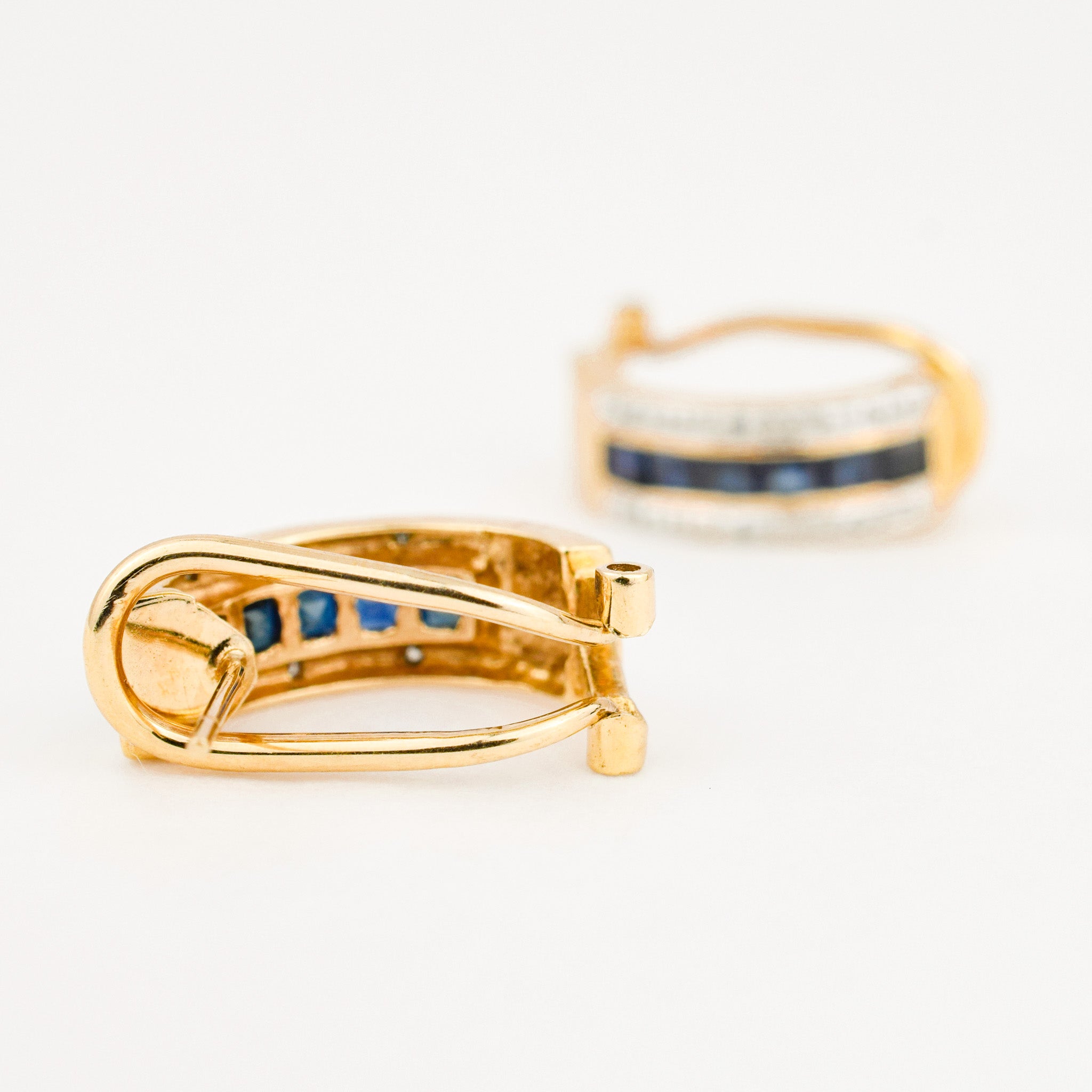 vintage Channel Set Sapphire Hoops