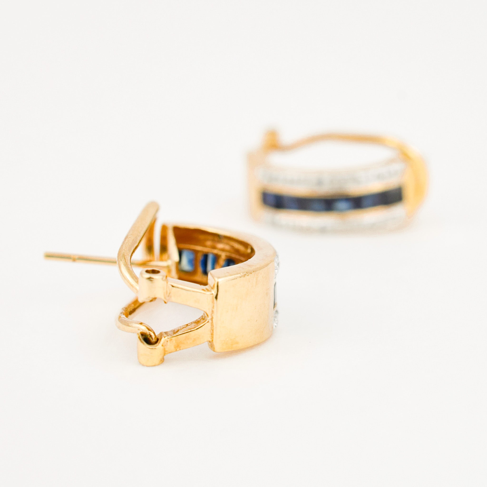 vintage Channel Set Sapphire Hoops