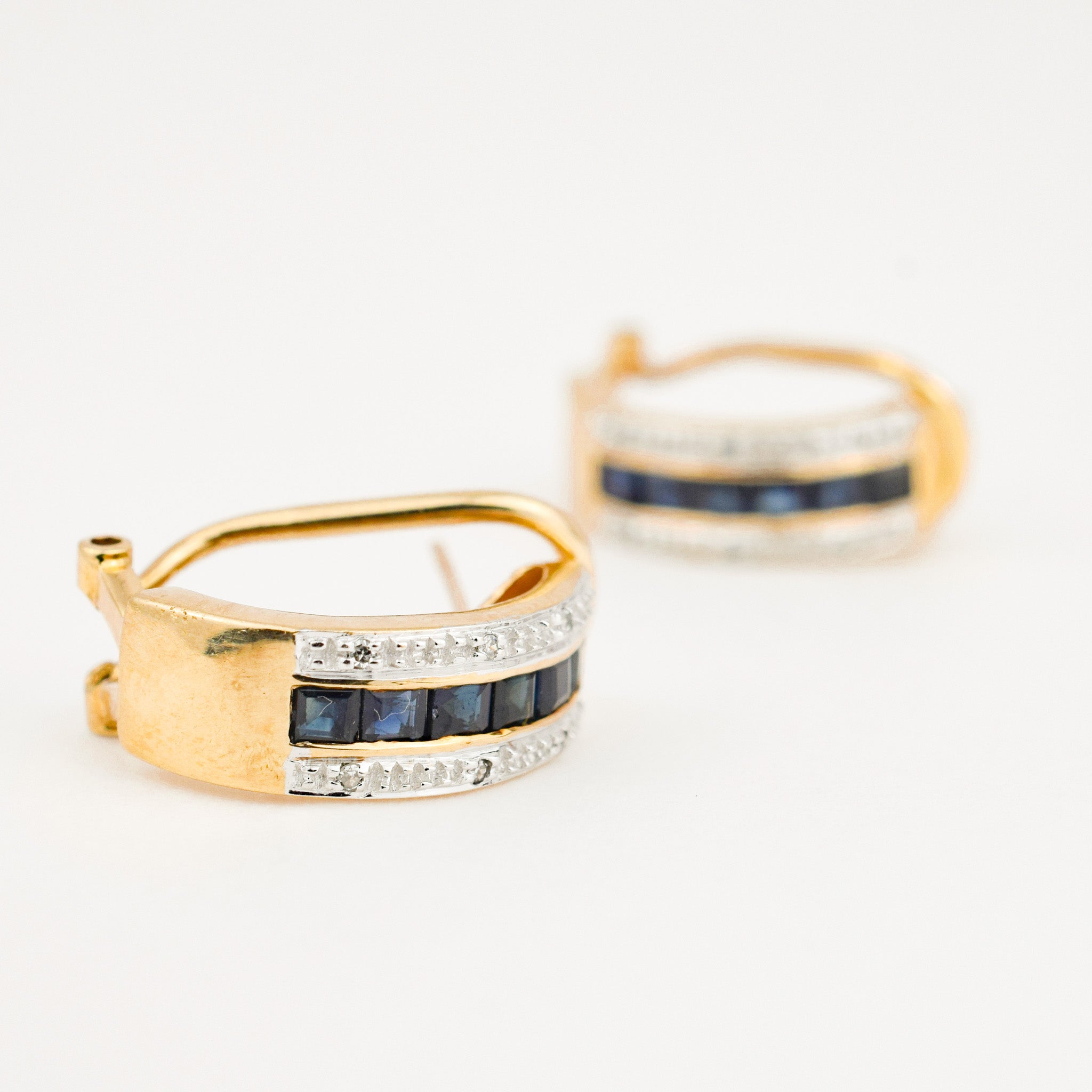 vintage Channel Set Sapphire Hoops