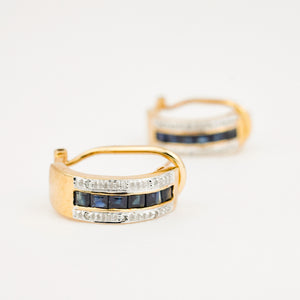 vintage Channel Set Sapphire Hoops