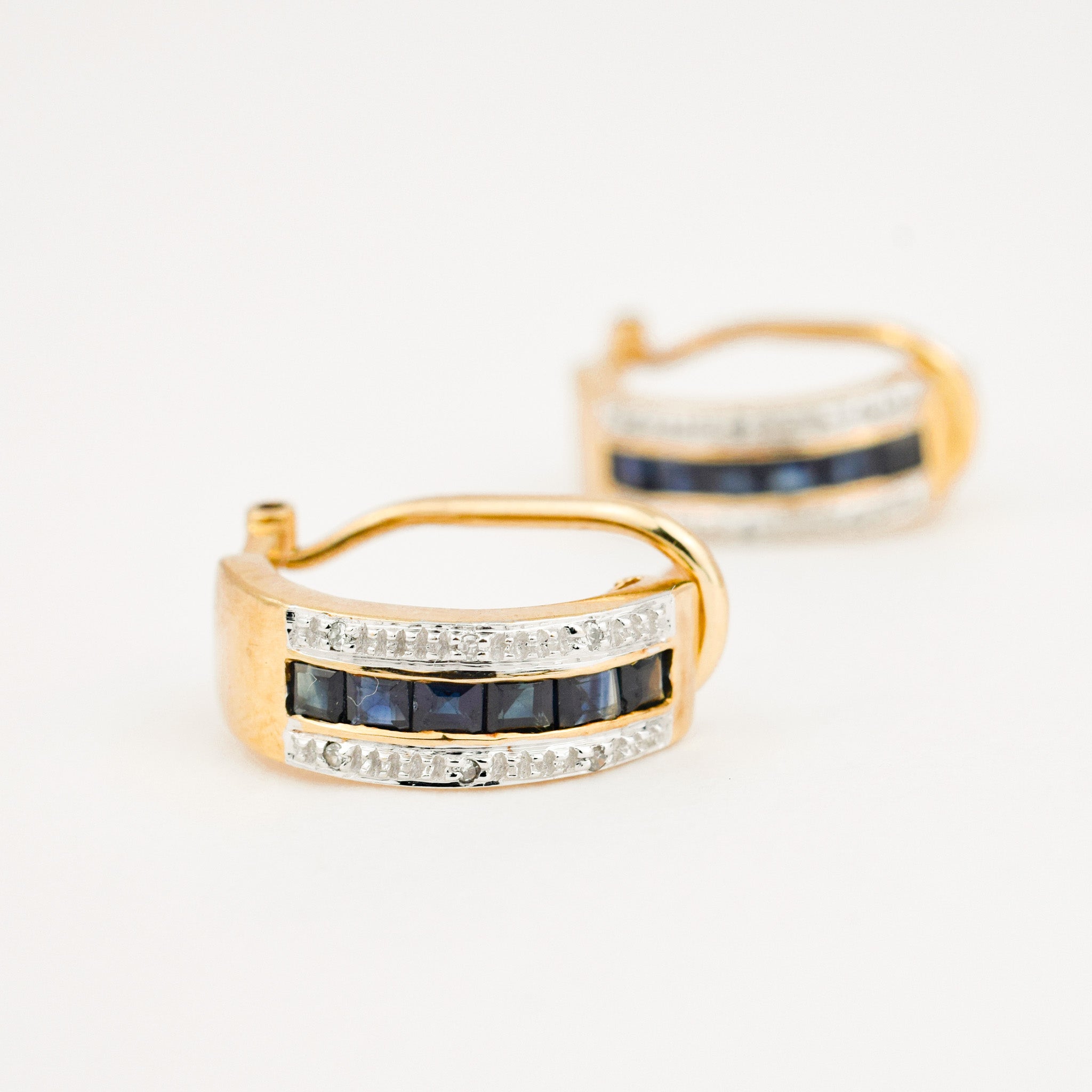 vintage Channel Set Sapphire Hoops