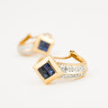 vintage 14k Sapphire and Diamond Drop Hoops