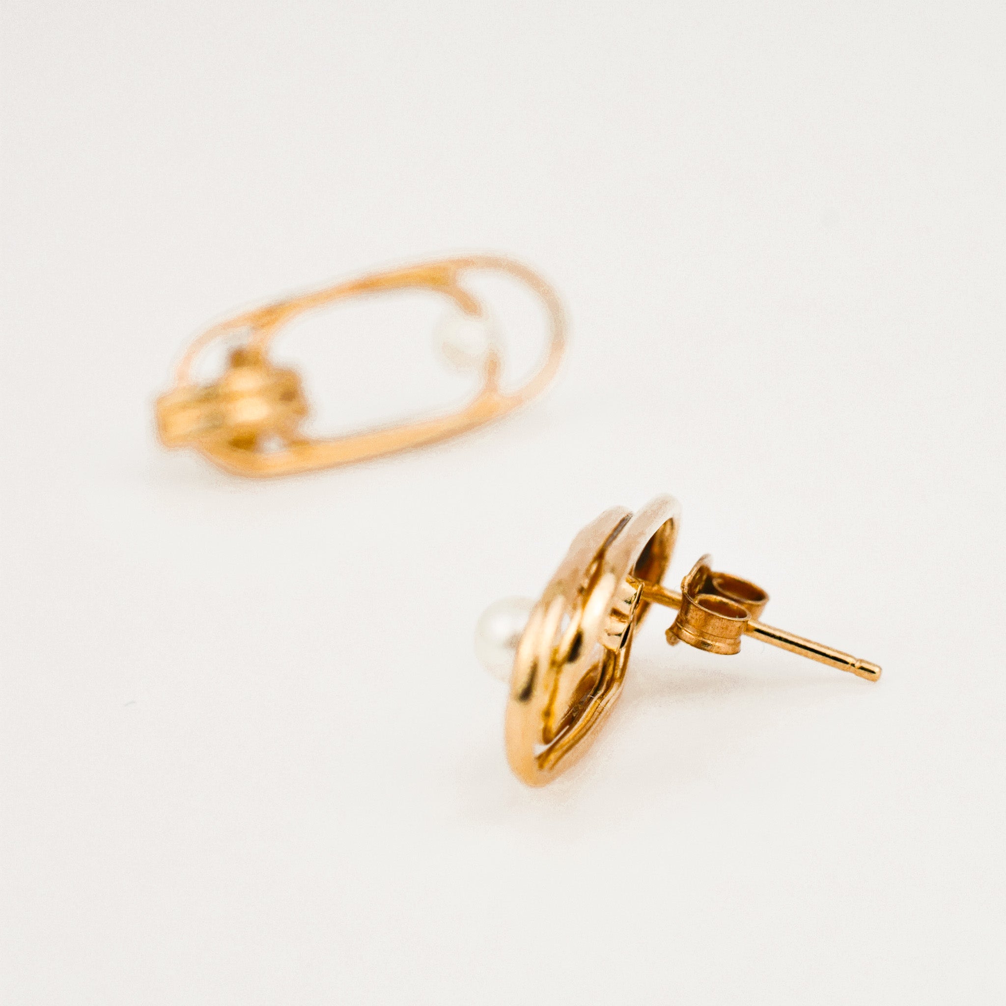 vintage Paperclip Pearl Stud Earrings