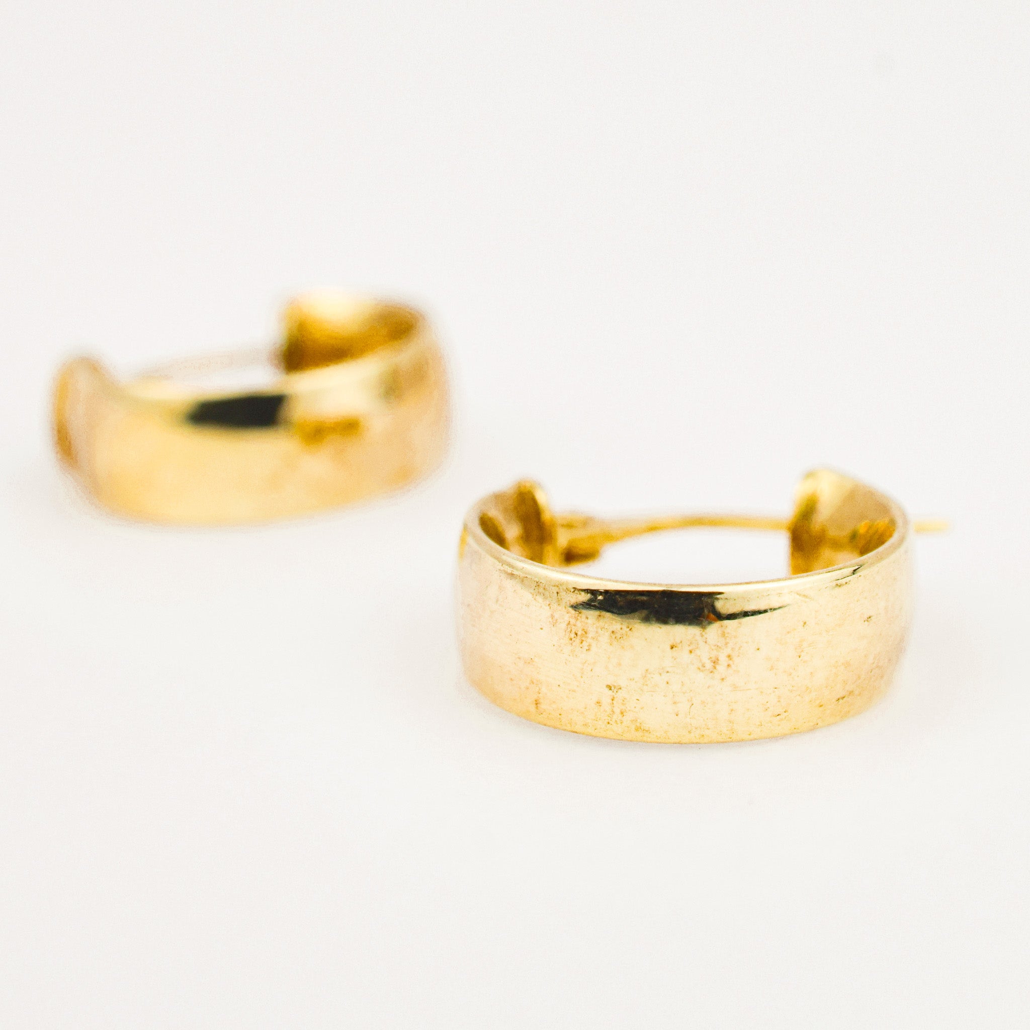 14 mm Wide Gold Hoop Earrings