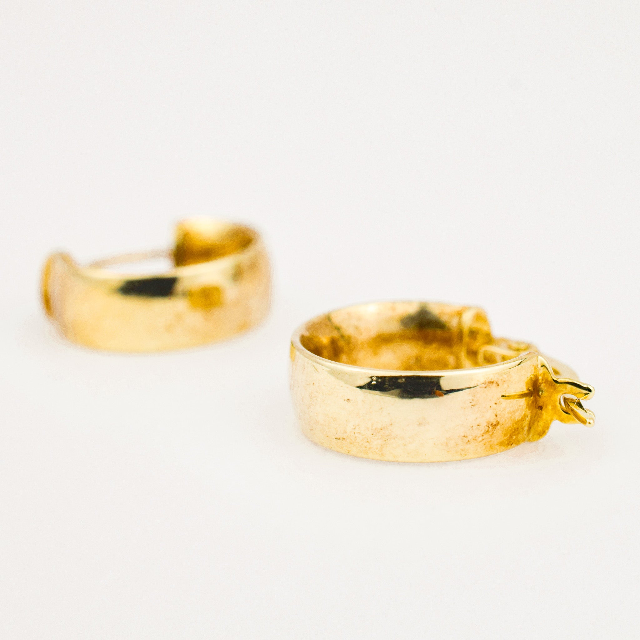 14 mm Wide Gold Hoop Earrings