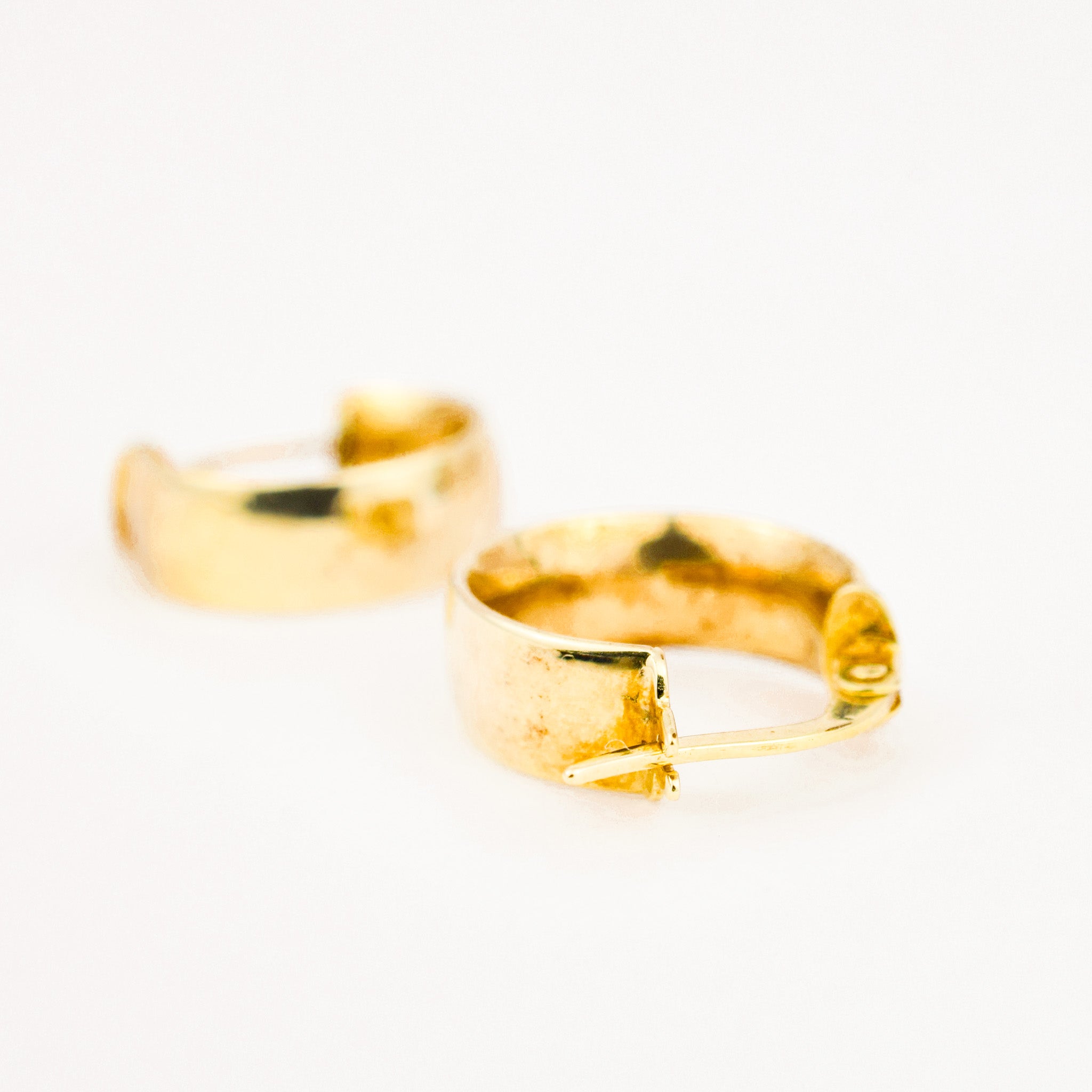 14 mm Wide Gold Hoop Earrings