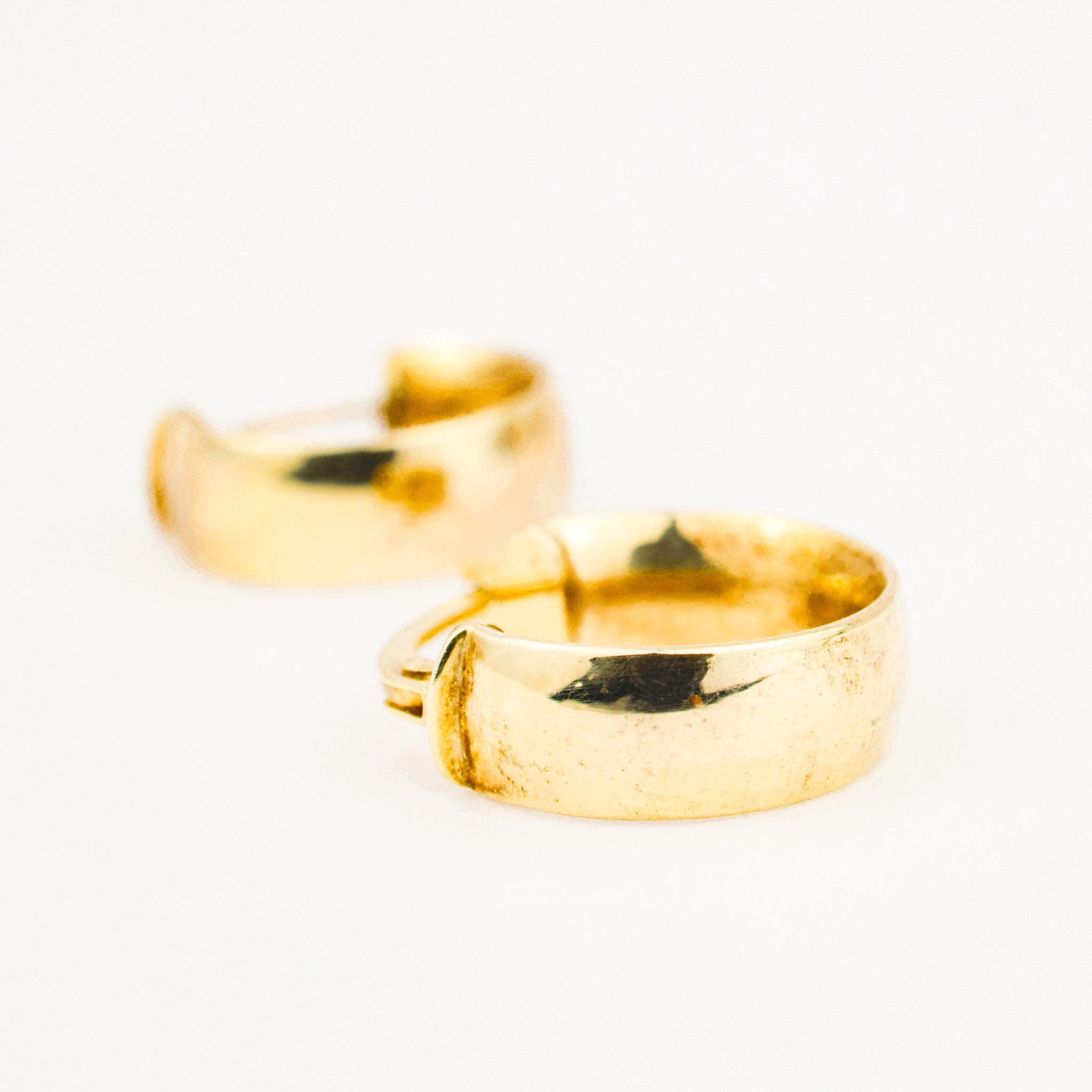 14 mm Wide Gold Hoop Earrings