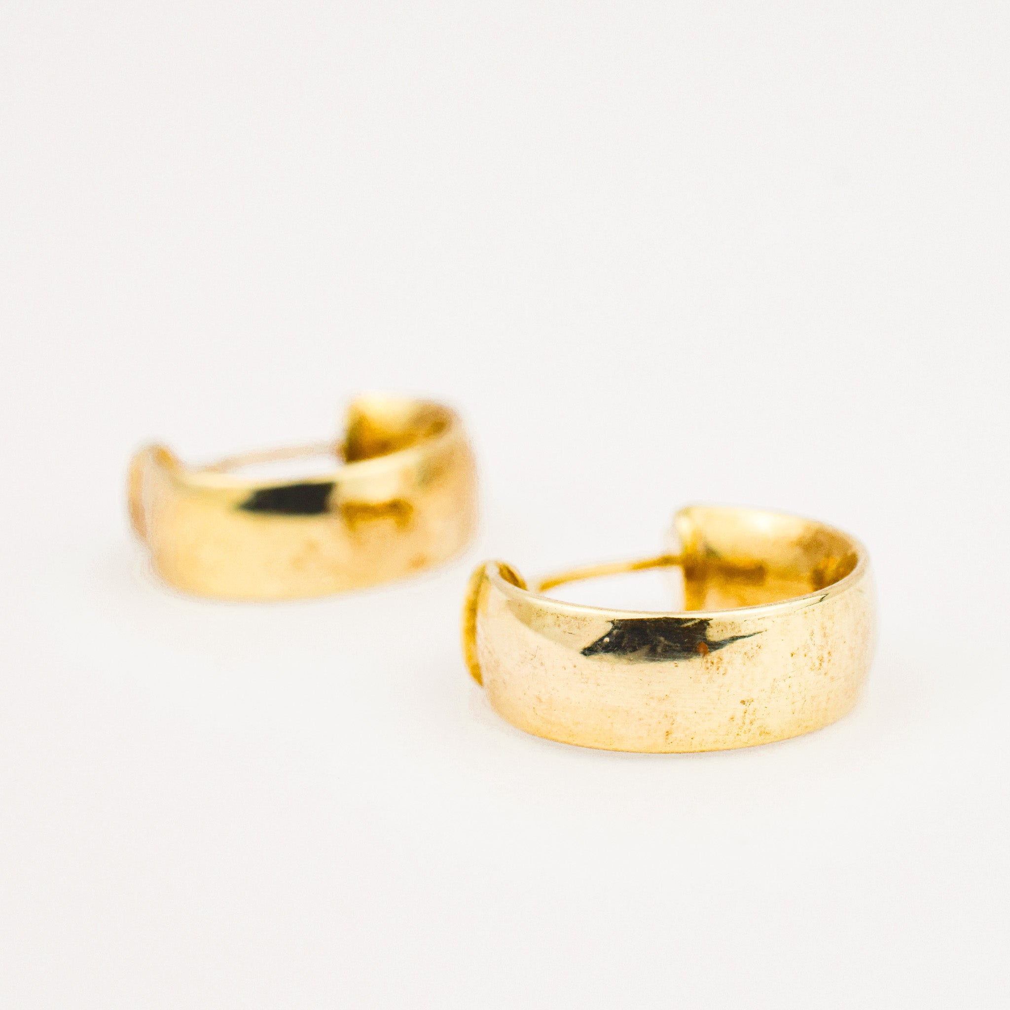 14 mm Wide Gold Hoop Earrings