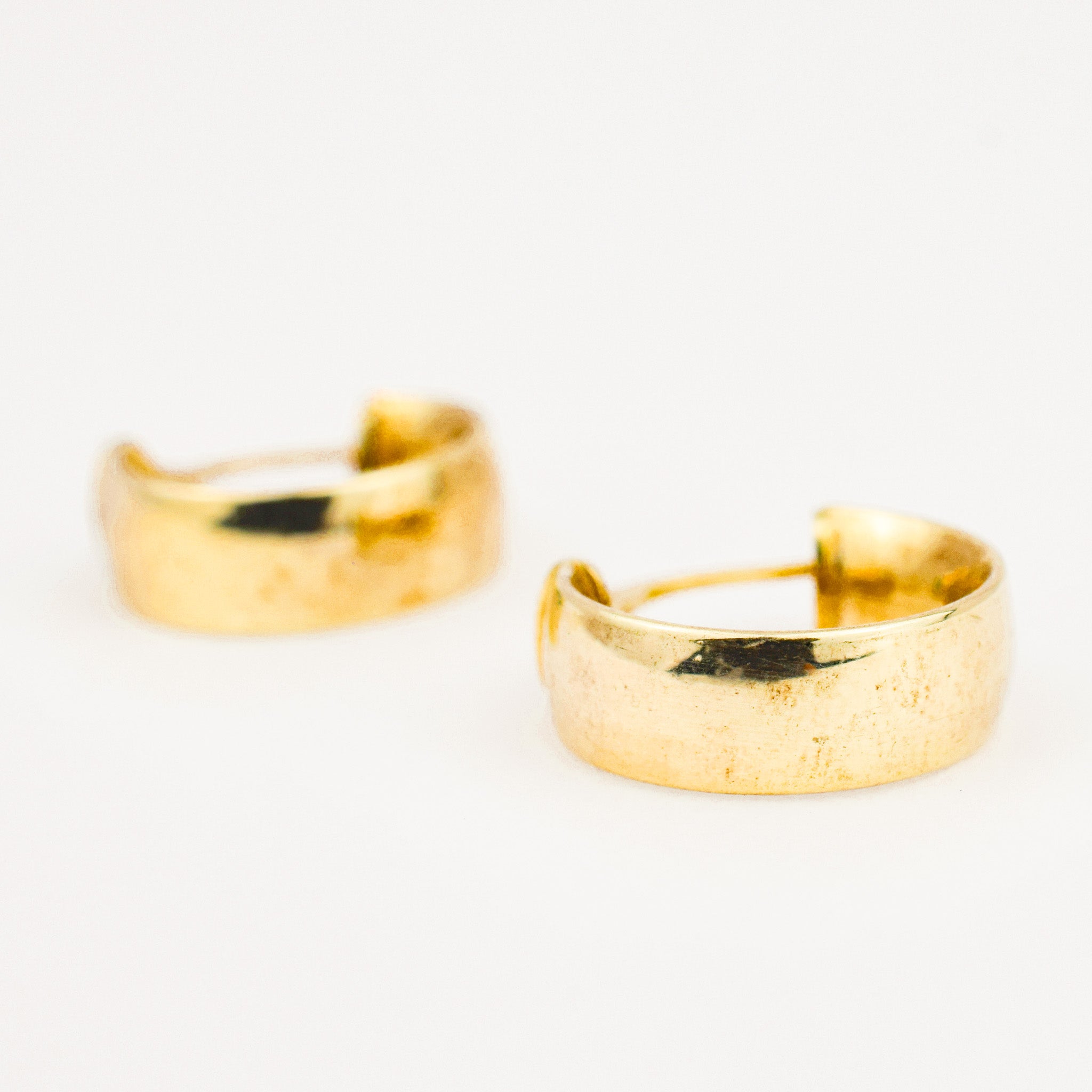 14 mm Wide Gold Hoop Earrings